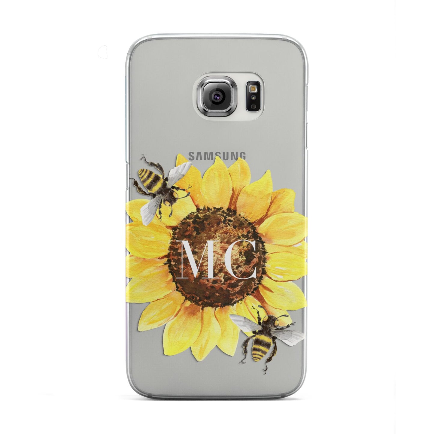 Monogrammed Sunflower with Little Bees Samsung Galaxy S6 Edge Case