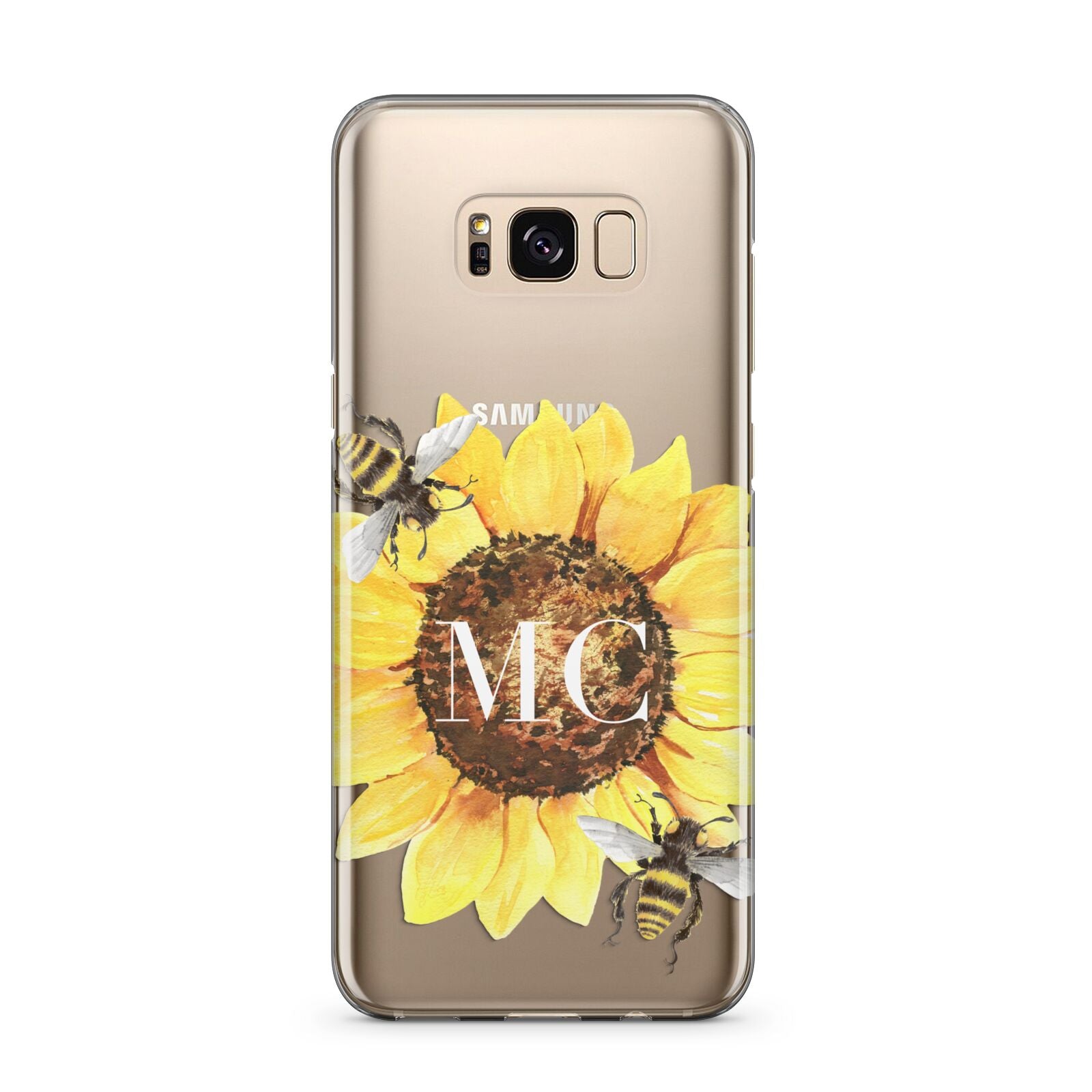 Monogrammed Sunflower with Little Bees Samsung Galaxy S8 Plus Case