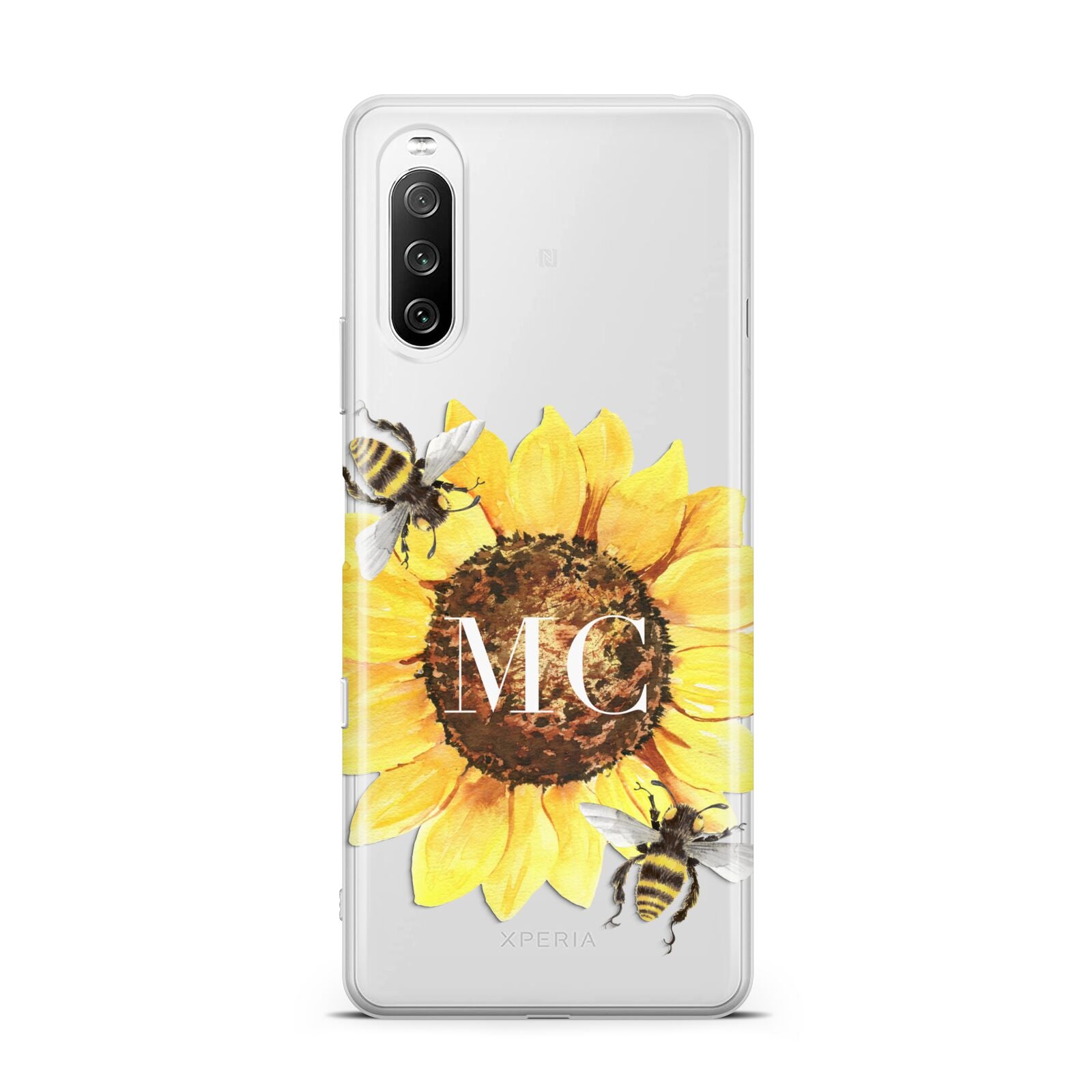 Monogrammed Sunflower with Little Bees Sony Xperia 10 III Case