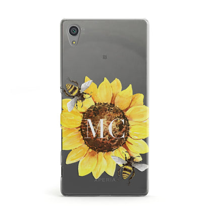 Monogrammed Sunflower with Little Bees Sony Xperia Case