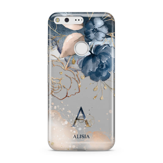 Monogrammed Watercolour Flower Elements Google Pixel Case