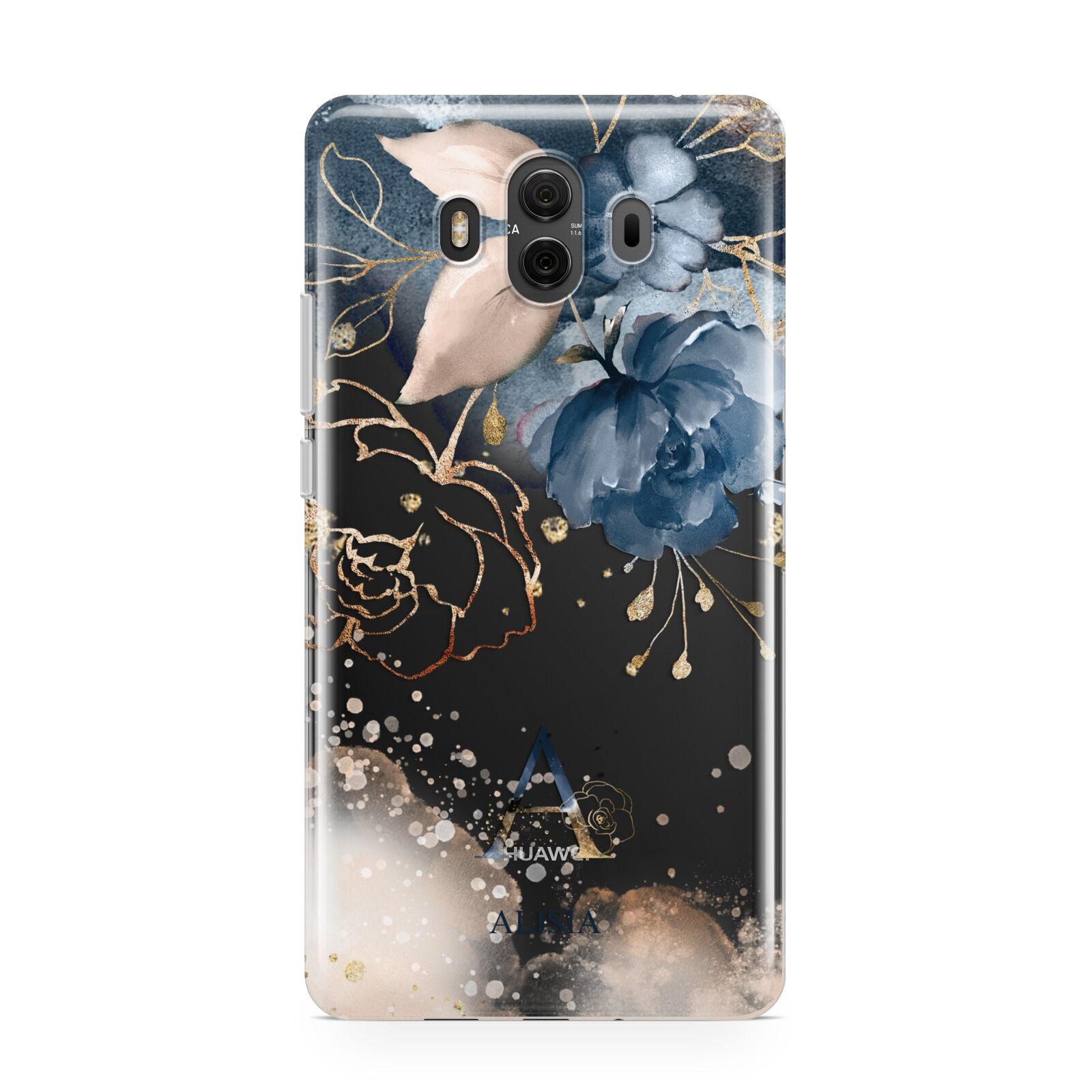 Monogrammed Watercolour Flower Elements Huawei Mate 10 Protective Phone Case