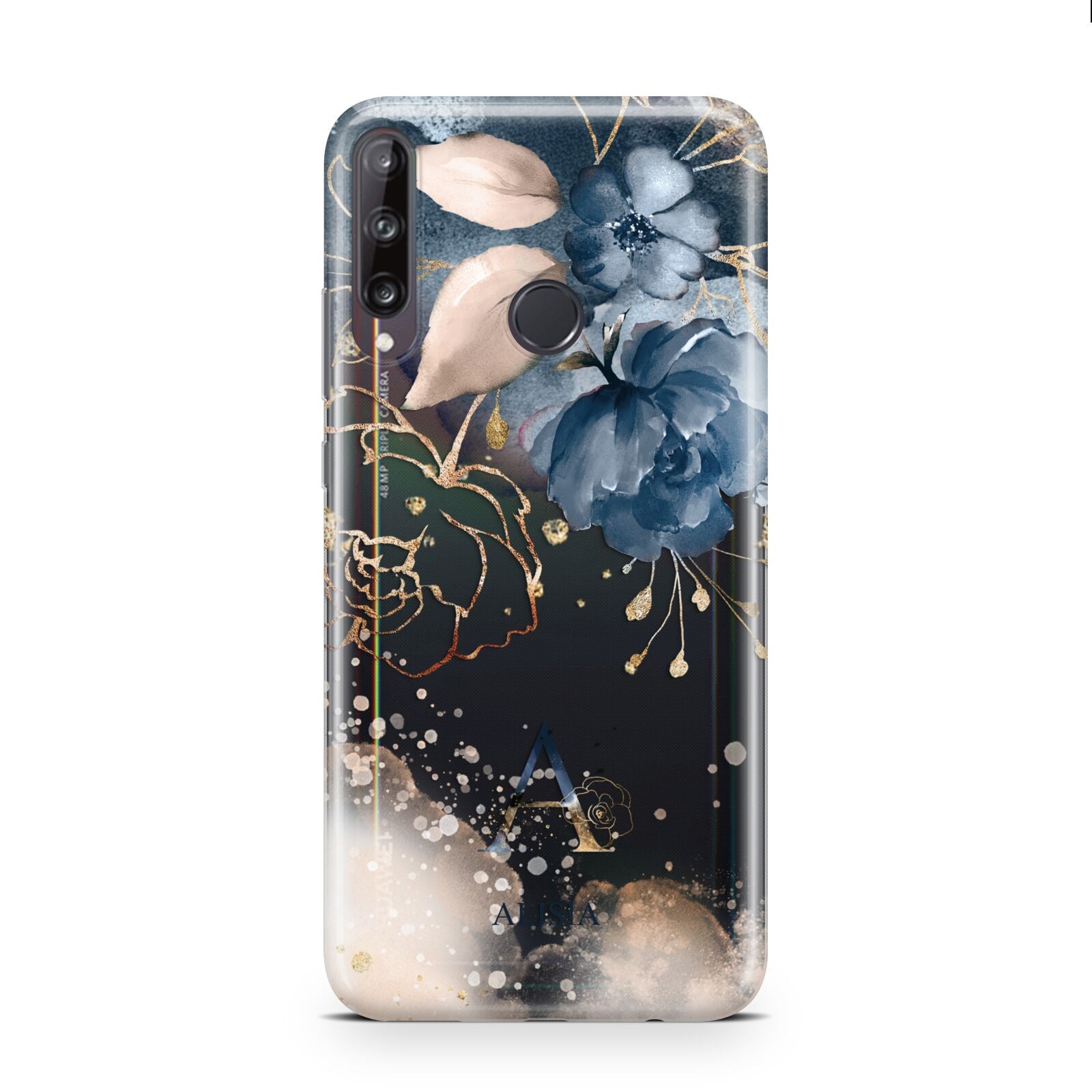 Monogrammed Watercolour Flower Elements Huawei P40 Lite E Phone Case