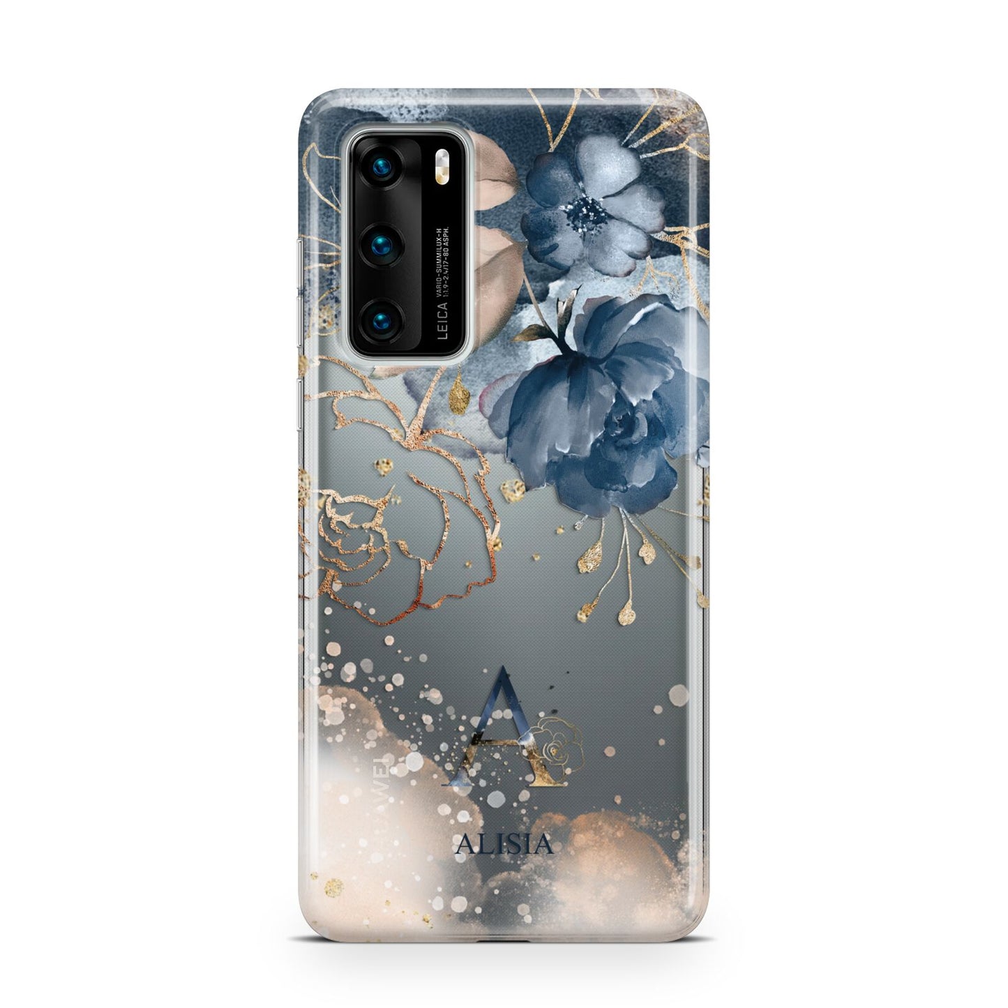 Monogrammed Watercolour Flower Elements Huawei P40 Phone Case