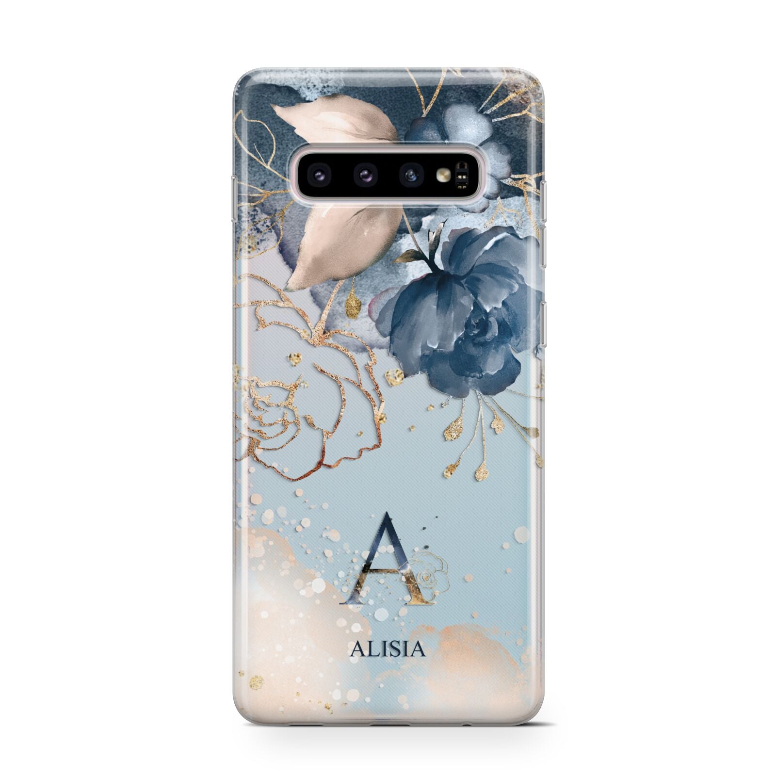 Monogrammed Watercolour Flower Elements Protective Samsung Galaxy Case