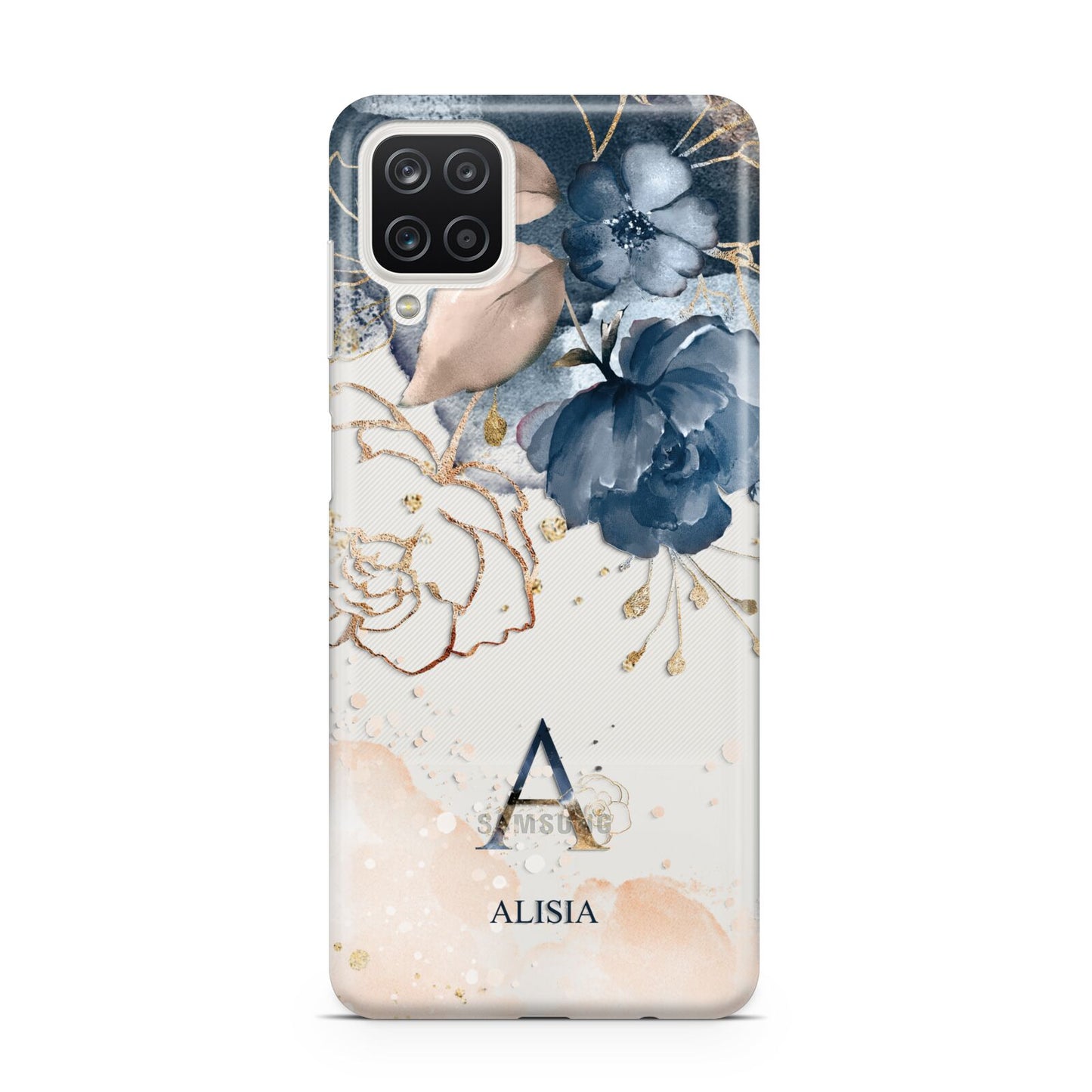 Monogrammed Watercolour Flower Elements Samsung A12 Case