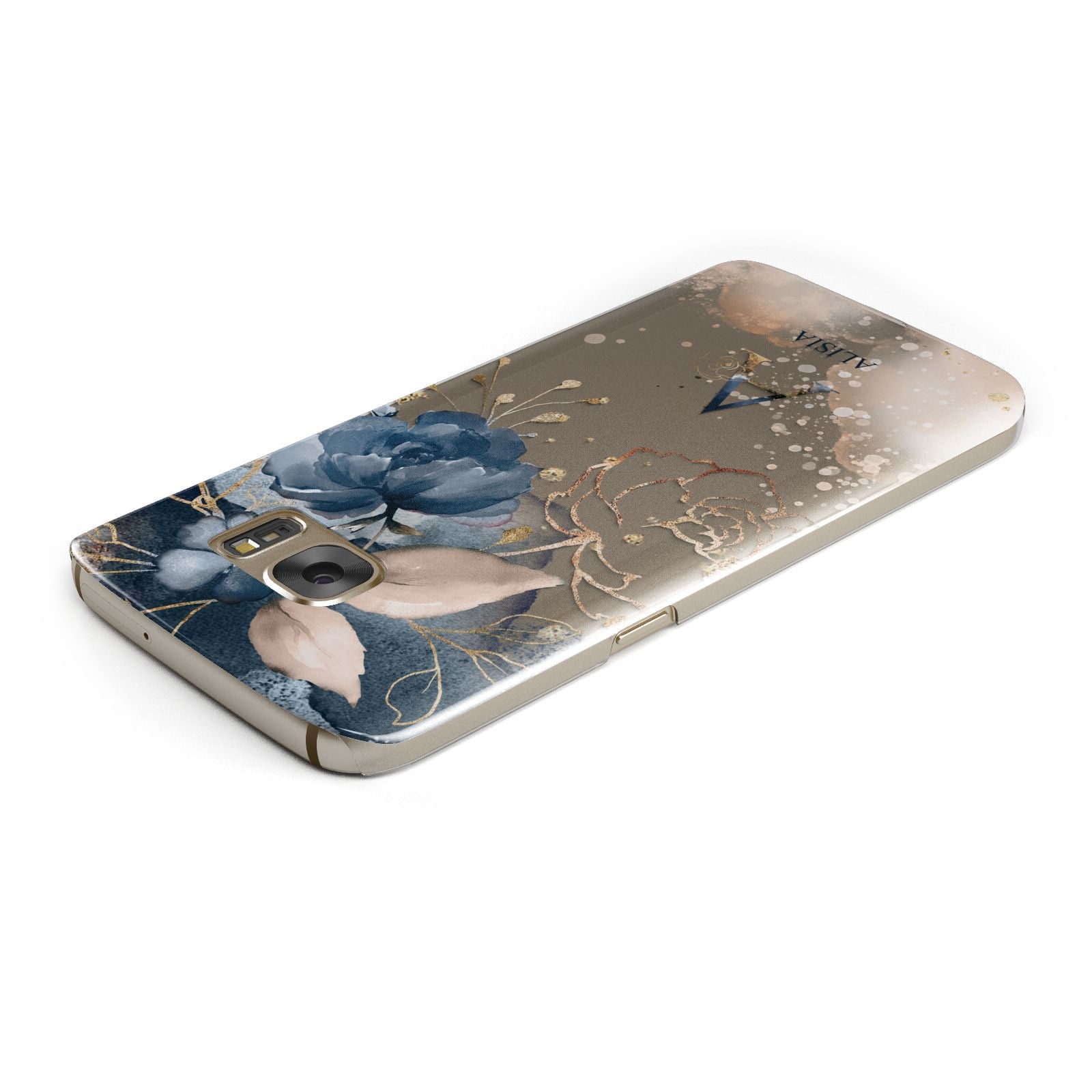 Monogrammed Watercolour Flower Elements Samsung Galaxy Case Top Cutout