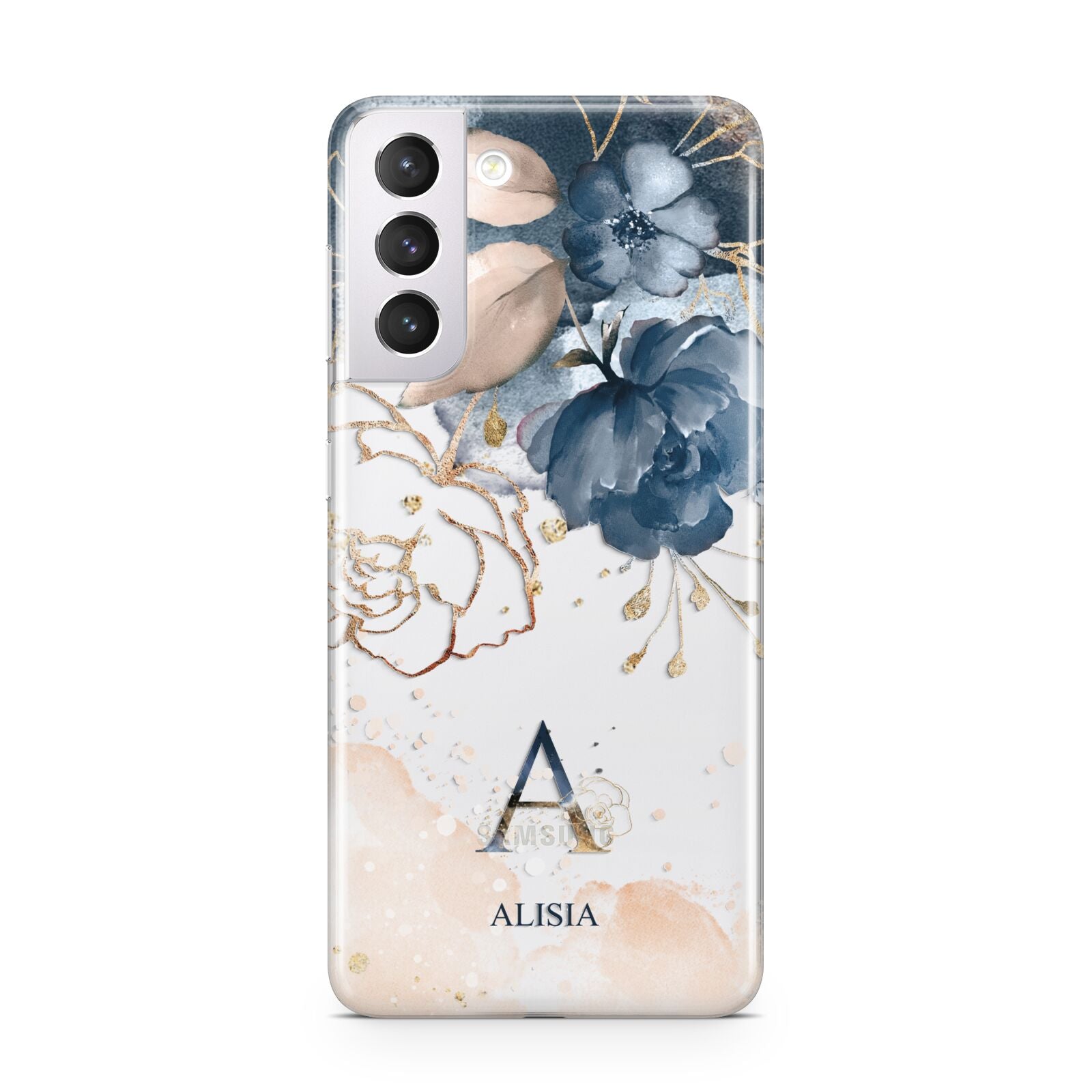 Monogrammed Watercolour Flower Elements Samsung S21 Case