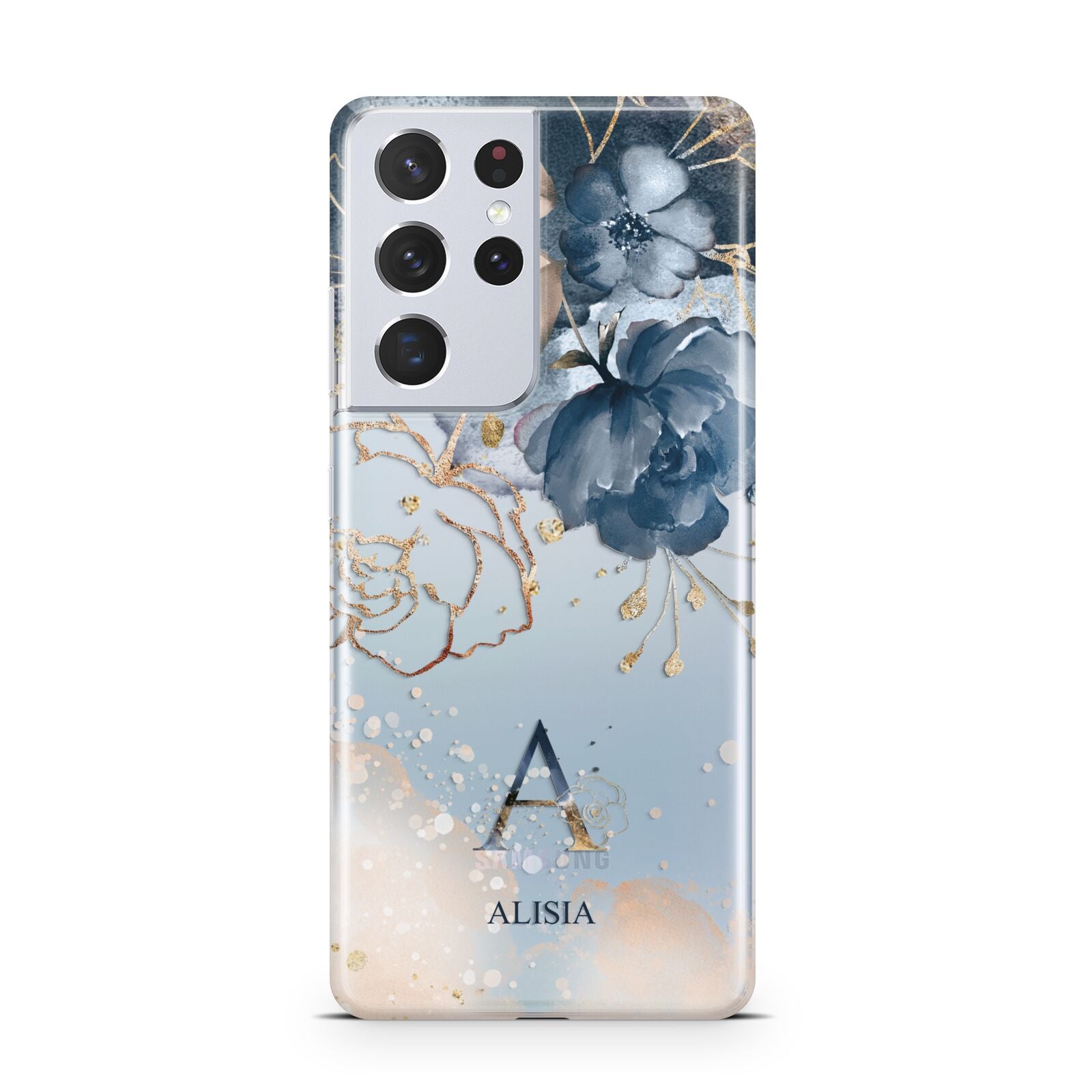 Monogrammed Watercolour Flower Elements Samsung S21 Ultra Case