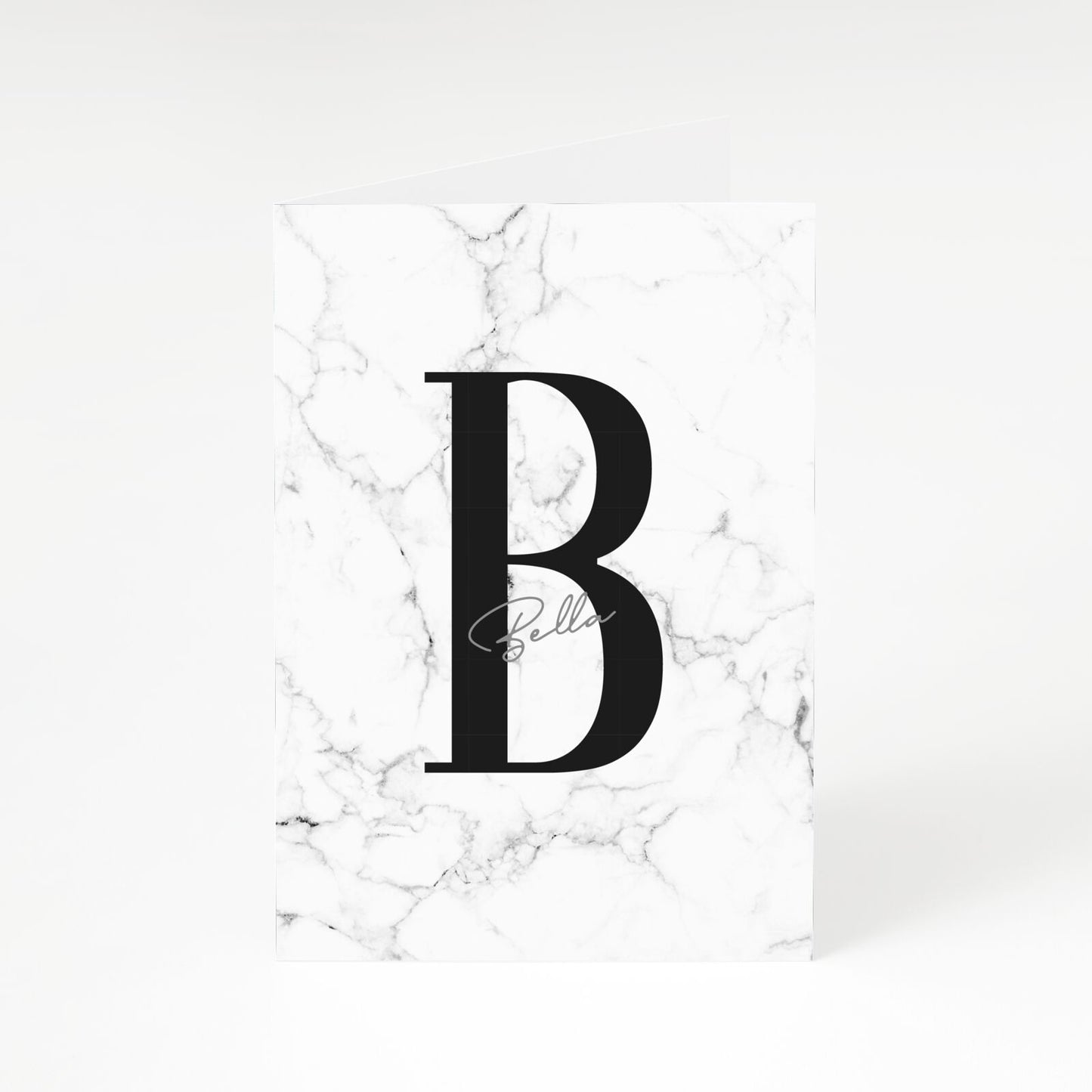 Monogrammed White Marble A5 Greetings Card