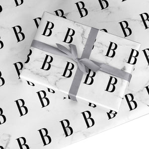 Monogrammed White Marble Wrapping Paper