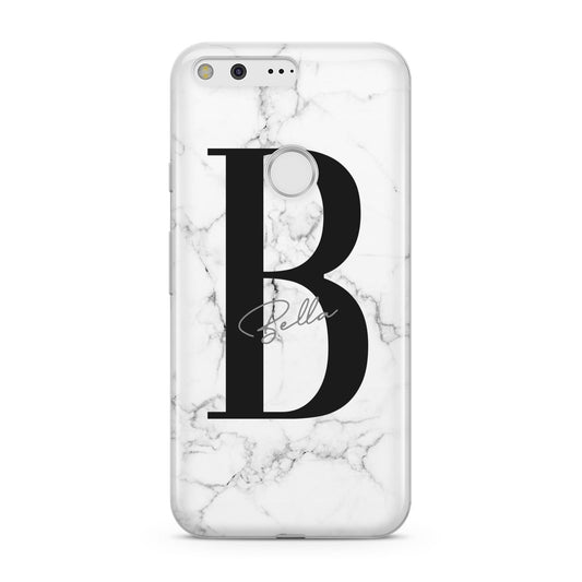 Monogrammed White Marble Google Pixel Case