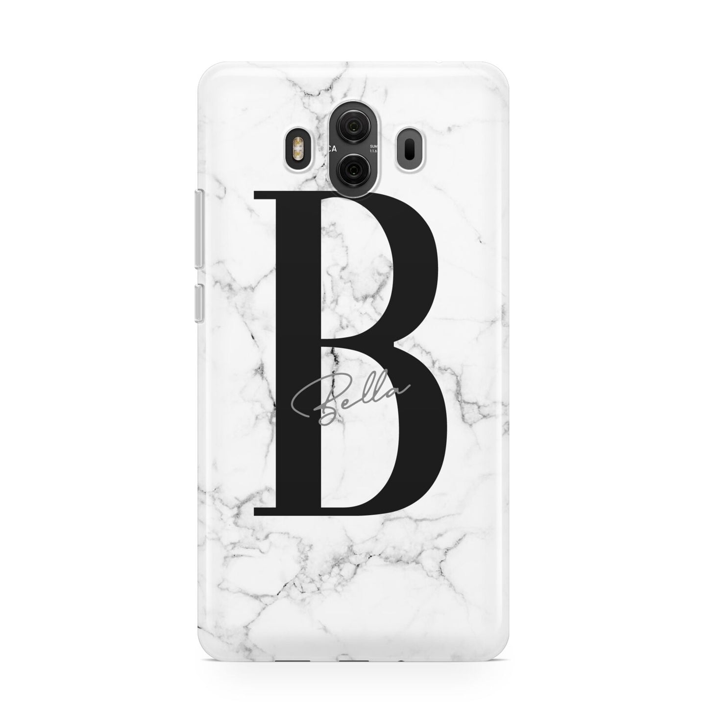 Monogrammed White Marble Huawei Mate 10 Protective Phone Case