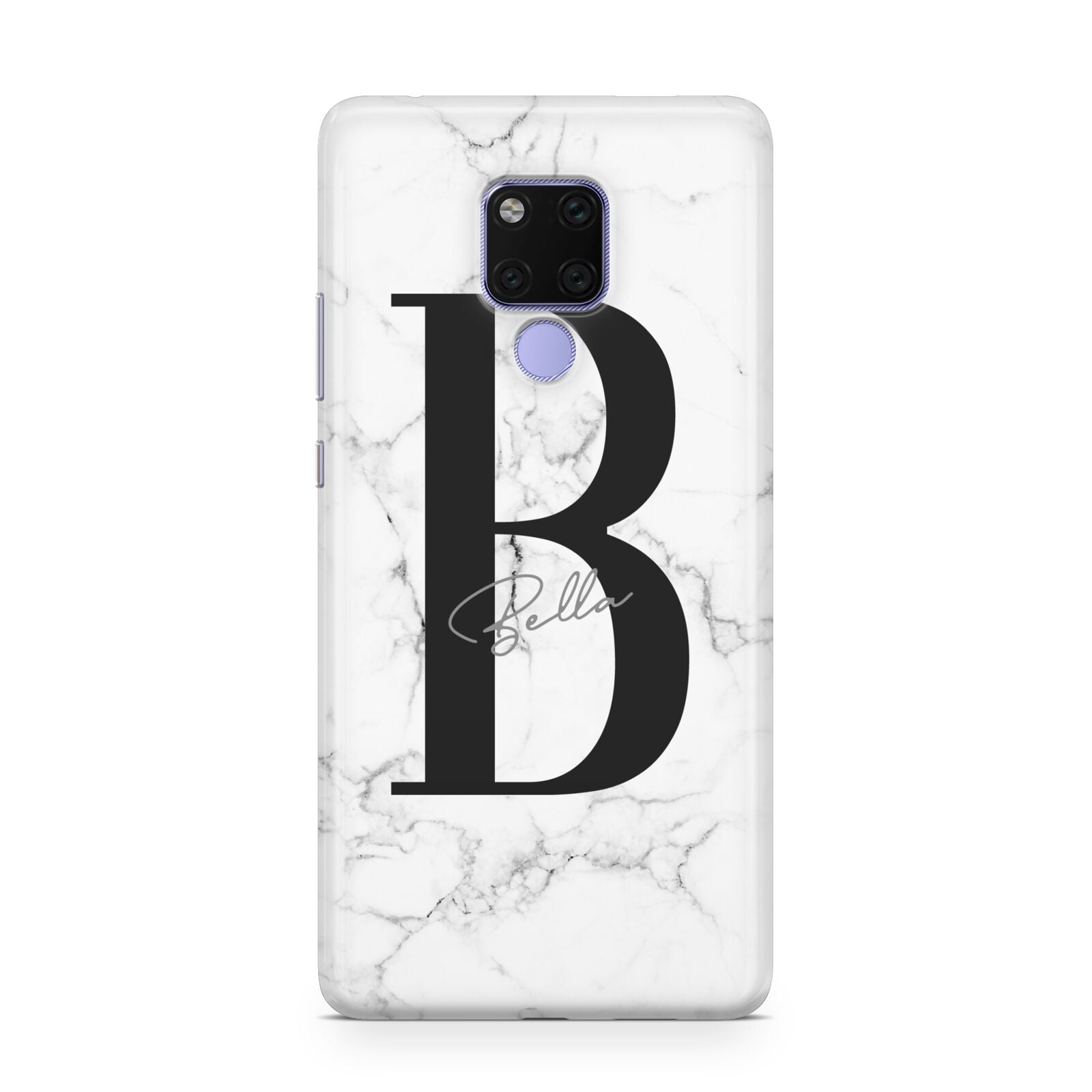 Monogrammed White Marble Huawei Mate 20X Phone Case