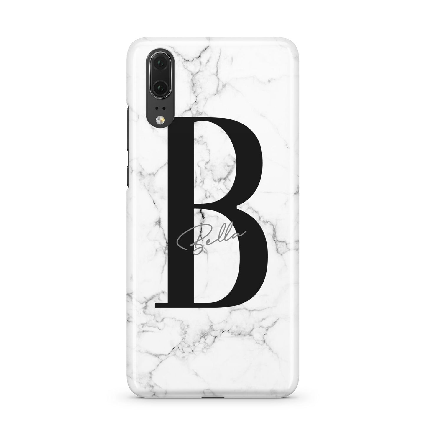 Monogrammed White Marble Huawei P20 Phone Case