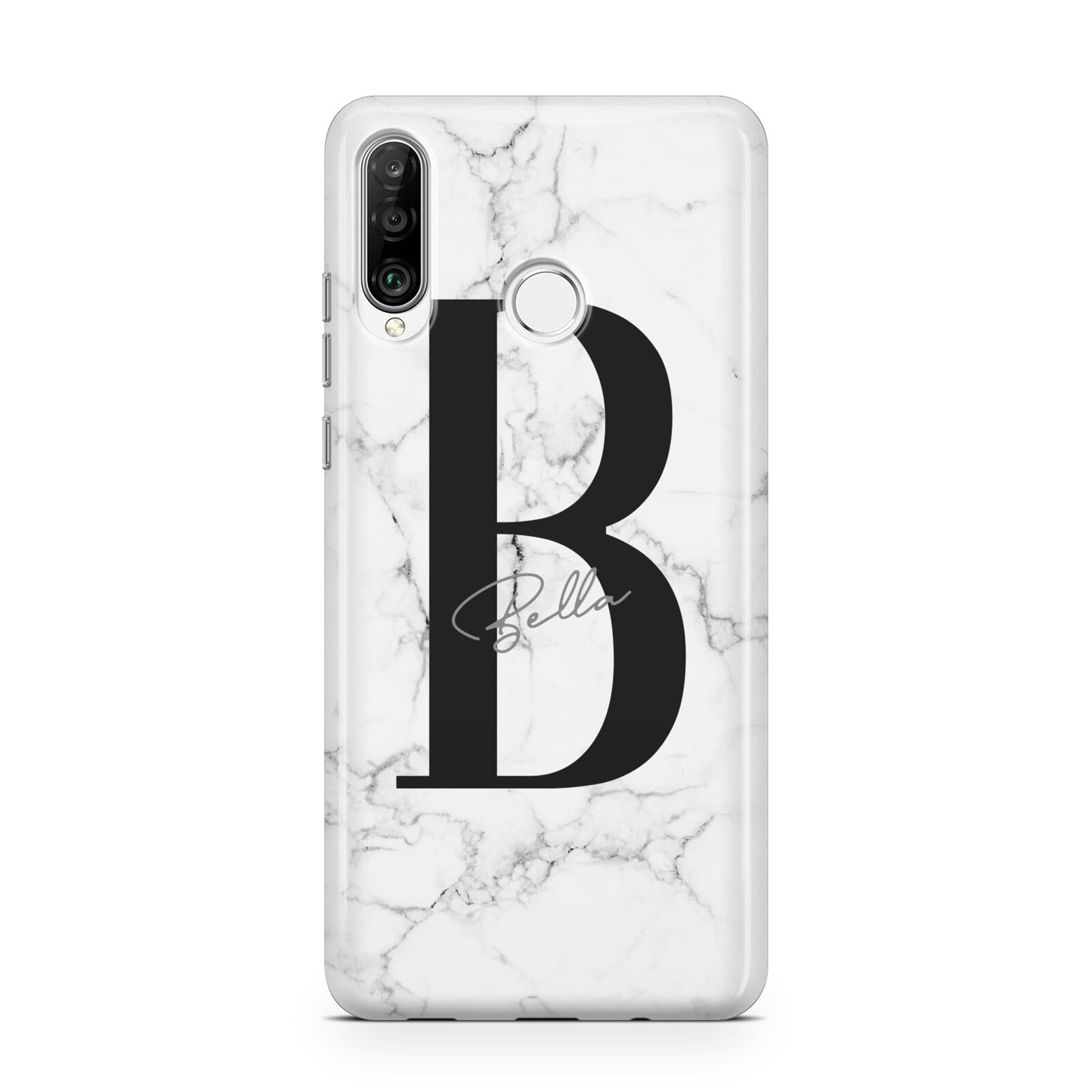 Monogrammed White Marble Huawei P30 Lite Phone Case