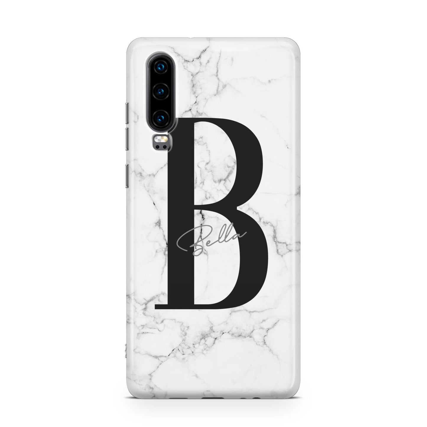 Monogrammed White Marble Huawei P30 Phone Case