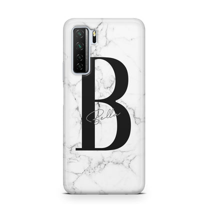 Monogrammed White Marble Huawei P40 Lite 5G Phone Case