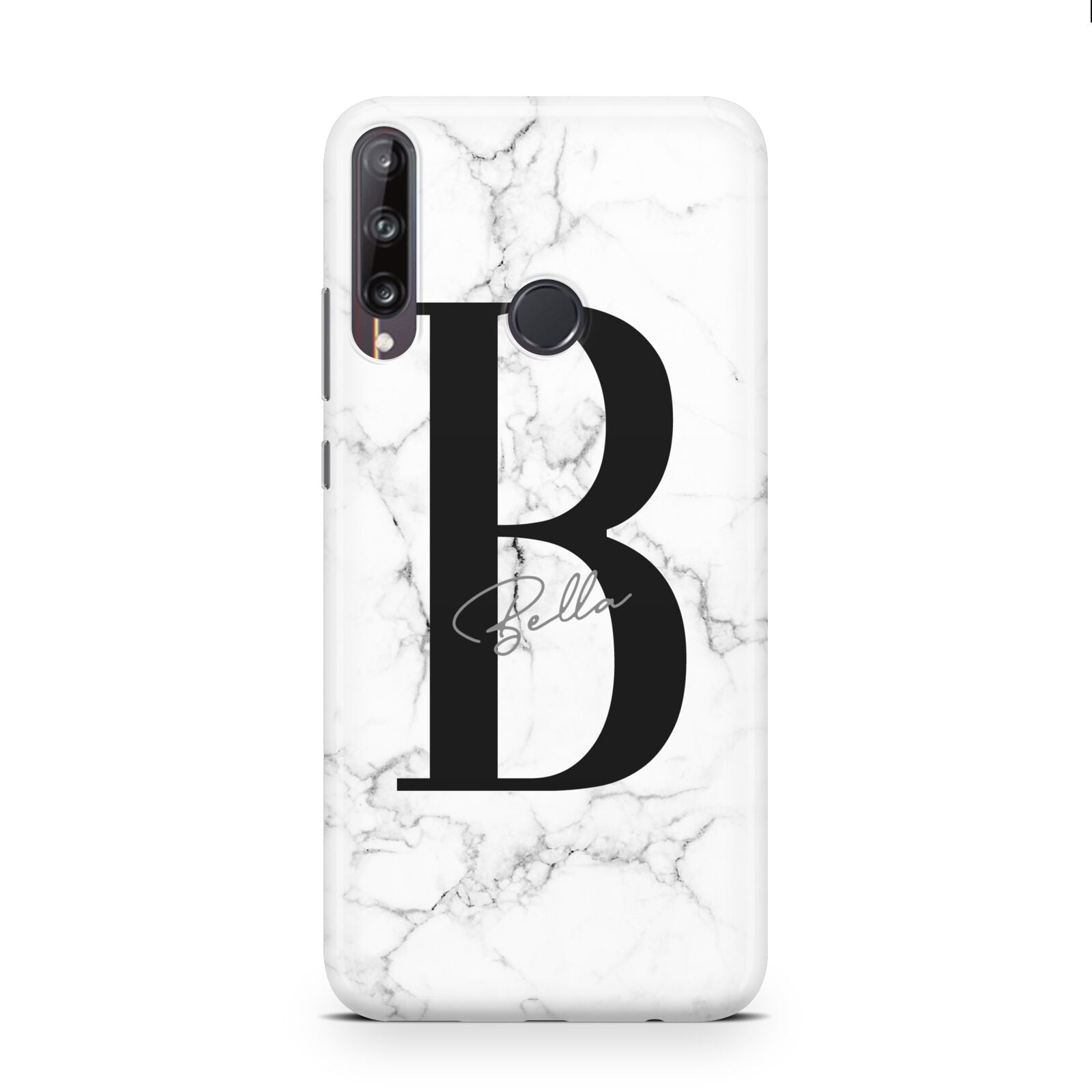 Monogrammed White Marble Huawei P40 Lite E Phone Case