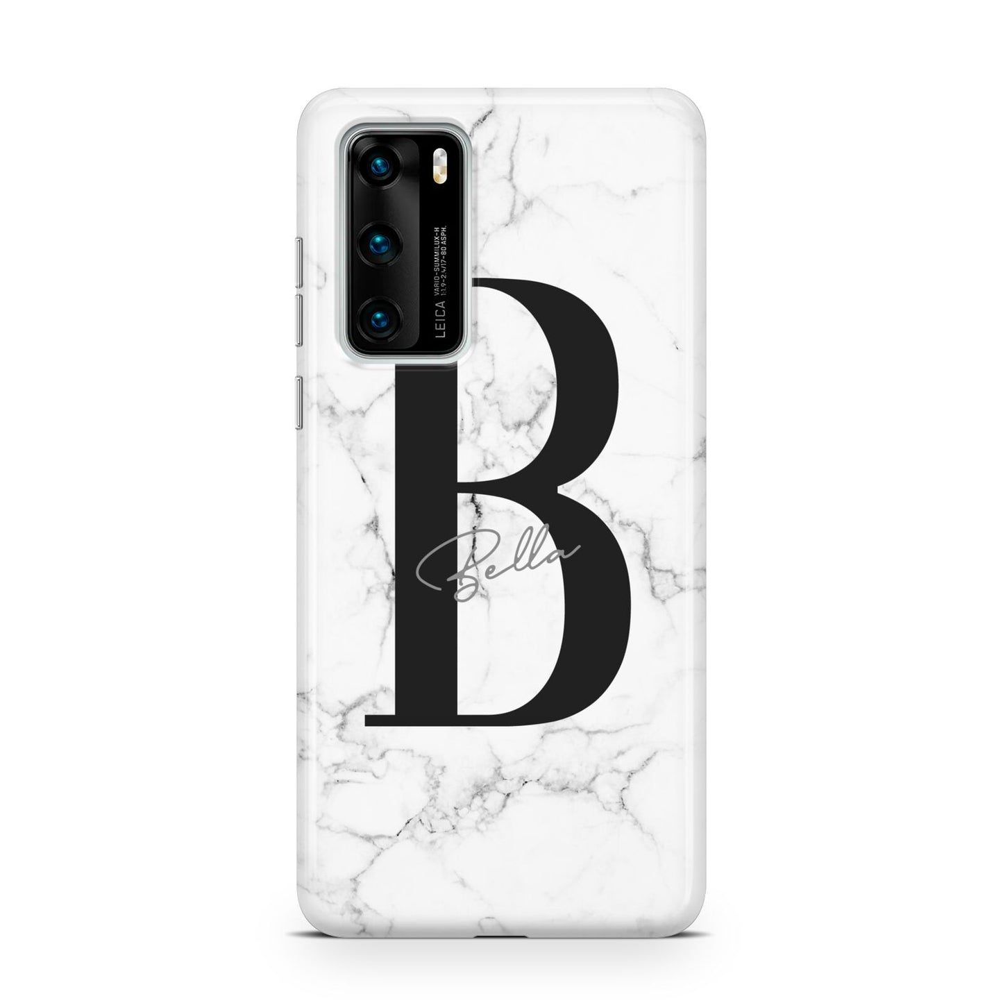 Monogrammed White Marble Huawei P40 Phone Case