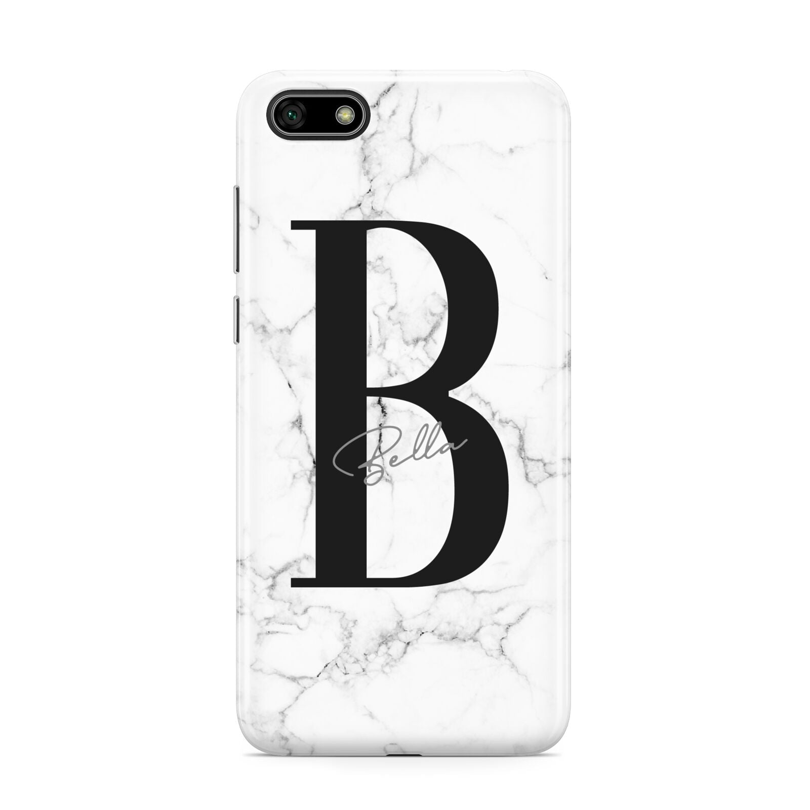 Monogrammed White Marble Huawei Y5 Prime 2018 Phone Case