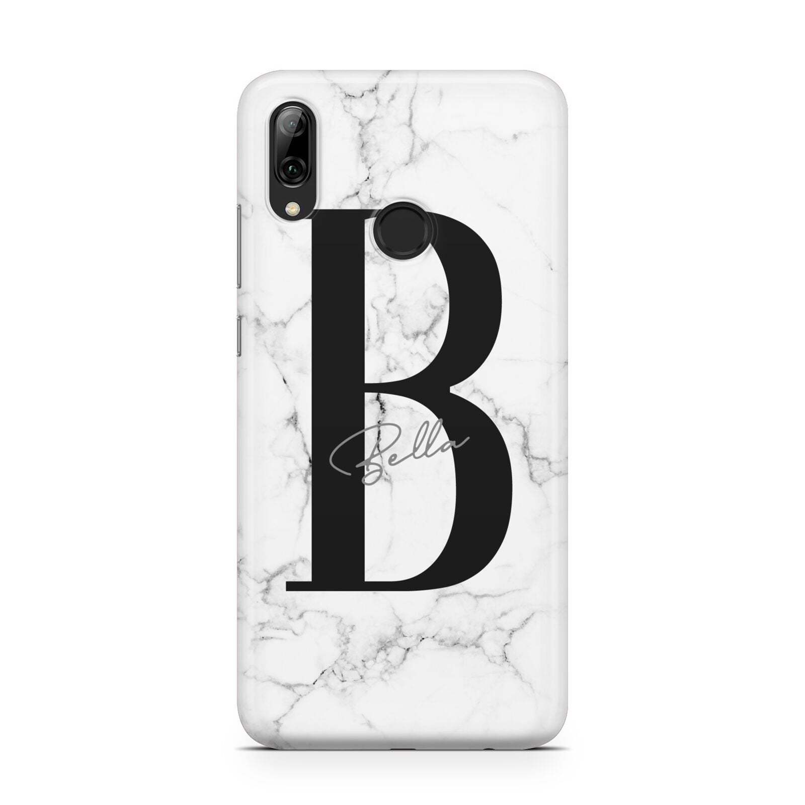 Monogrammed White Marble Huawei Y7 2019