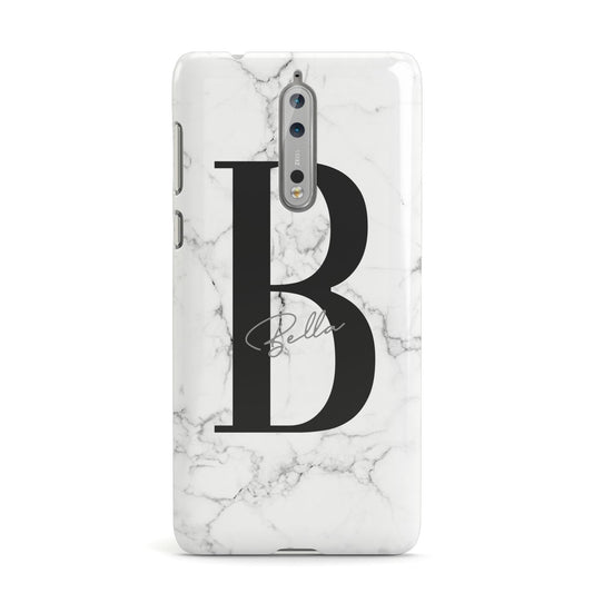 Monogrammed White Marble Nokia Case