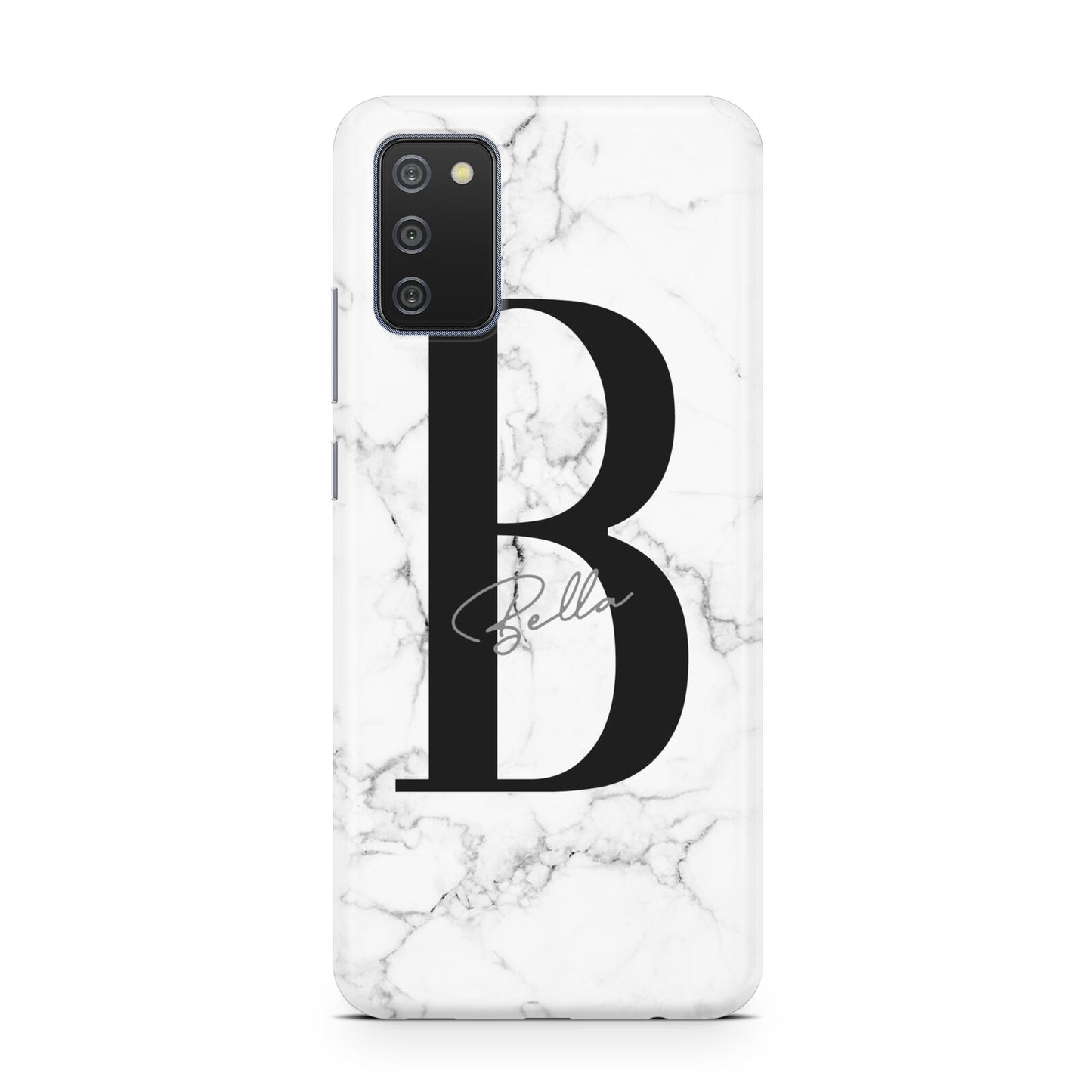 Monogrammed White Marble Samsung A02s Case