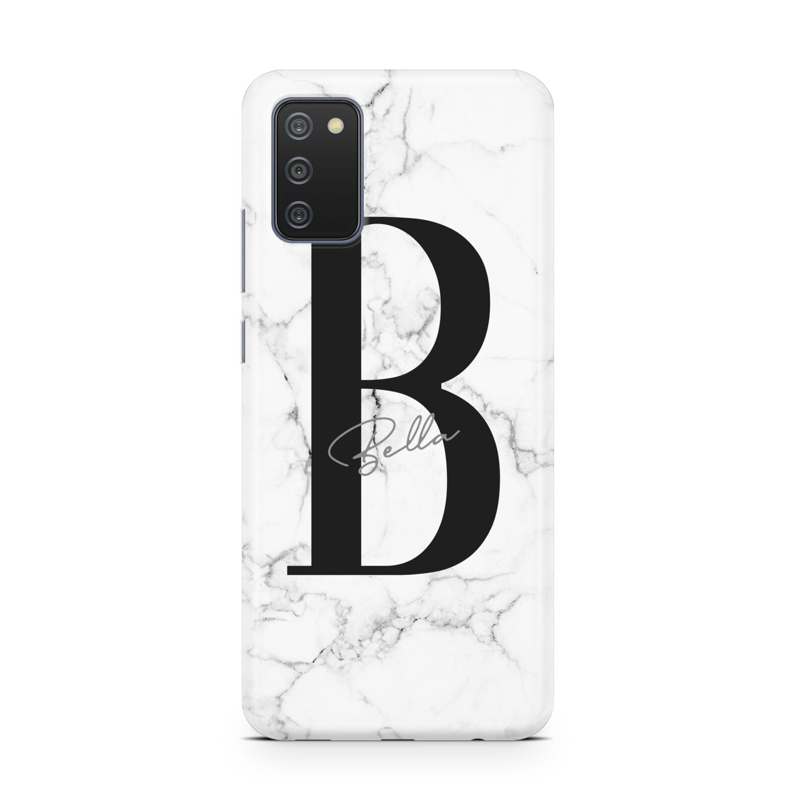 Monogrammed White Marble Samsung A02s Case