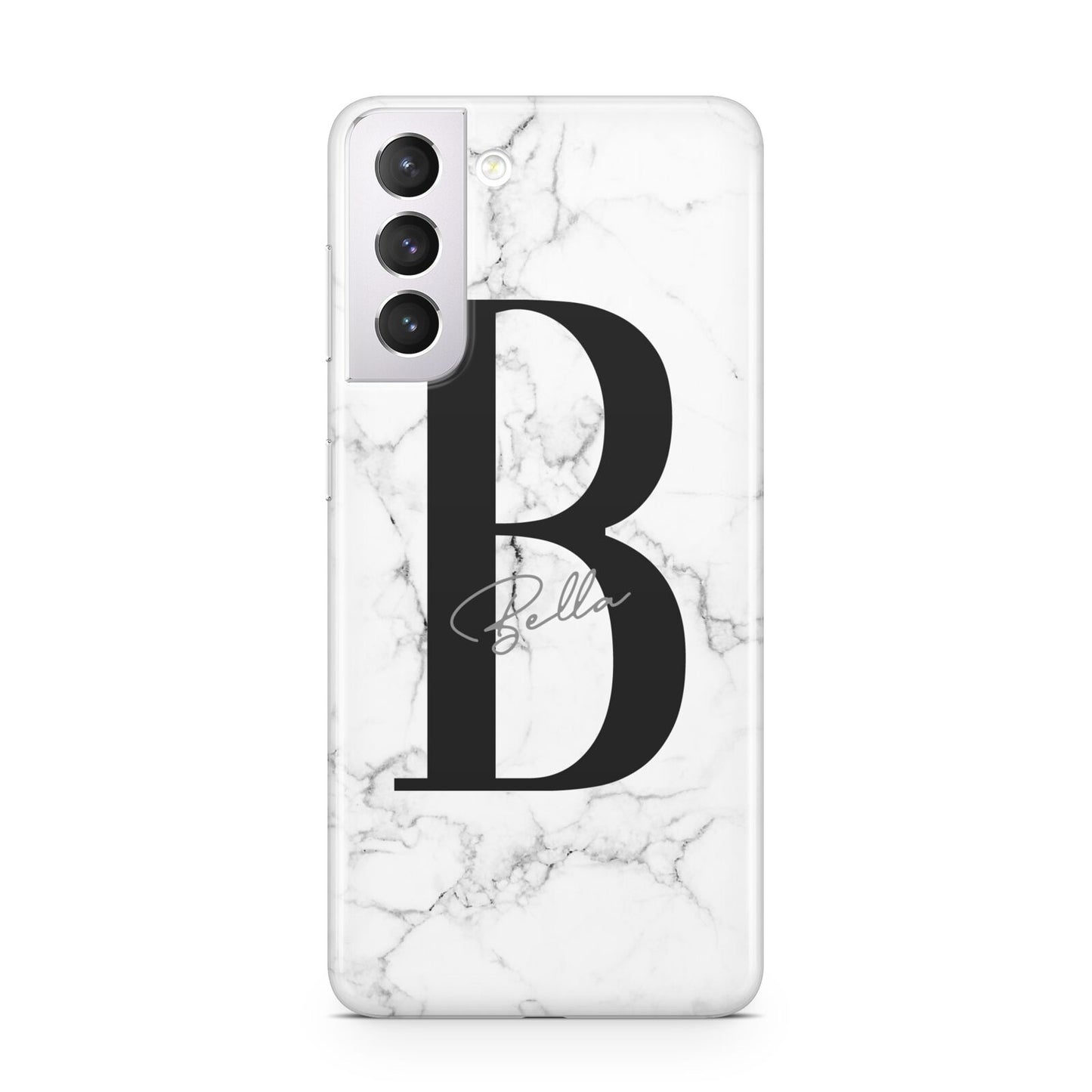 Monogrammed White Marble Samsung S21 Case