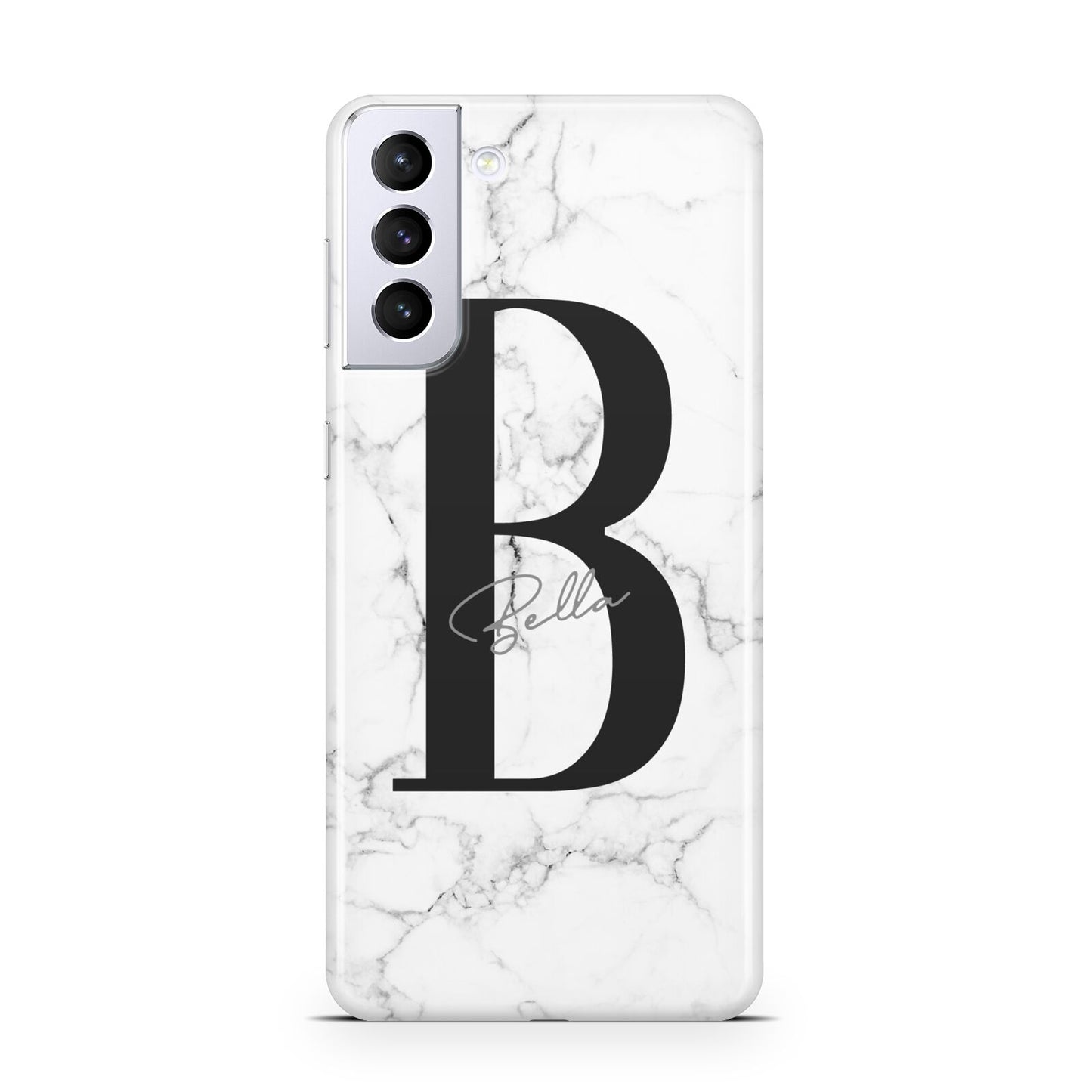 Monogrammed White Marble Samsung S21 Plus Case