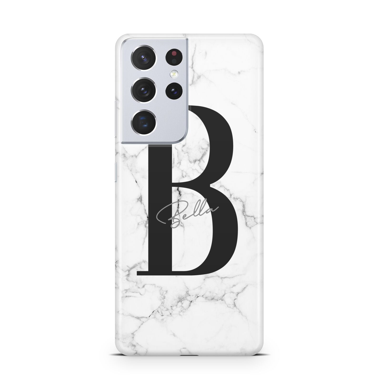 Monogrammed White Marble Samsung S21 Ultra Case