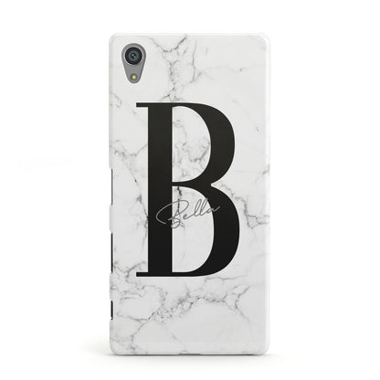 Monogrammed White Marble Sony Xperia Case