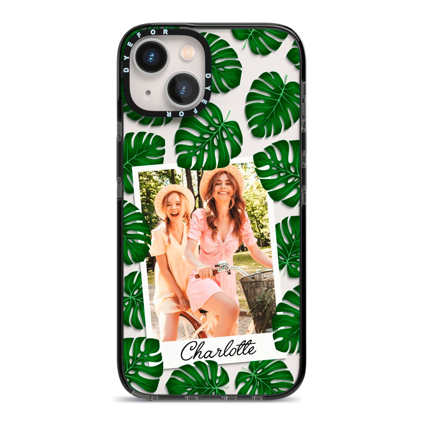 Monstera Leaf Instant Photo iPhone 13 Black Impact Case on Silver phone