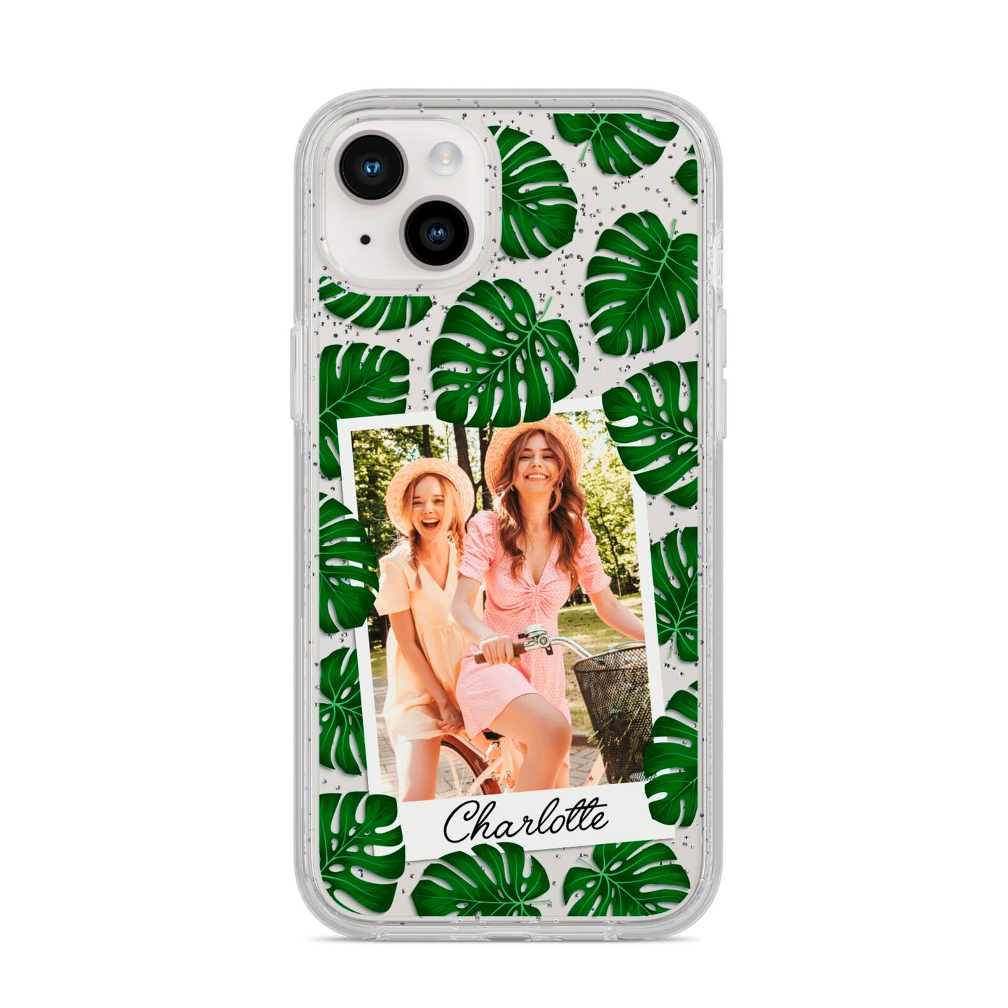 Monstera Leaf Instant Photo iPhone 14 Plus Glitter Tough Case Starlight