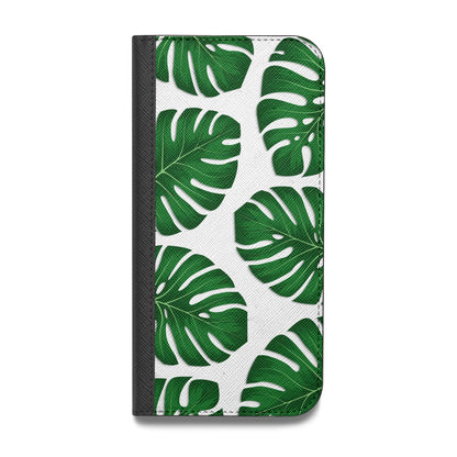 Monstera Leaf Vegan Leather Flip iPhone Case