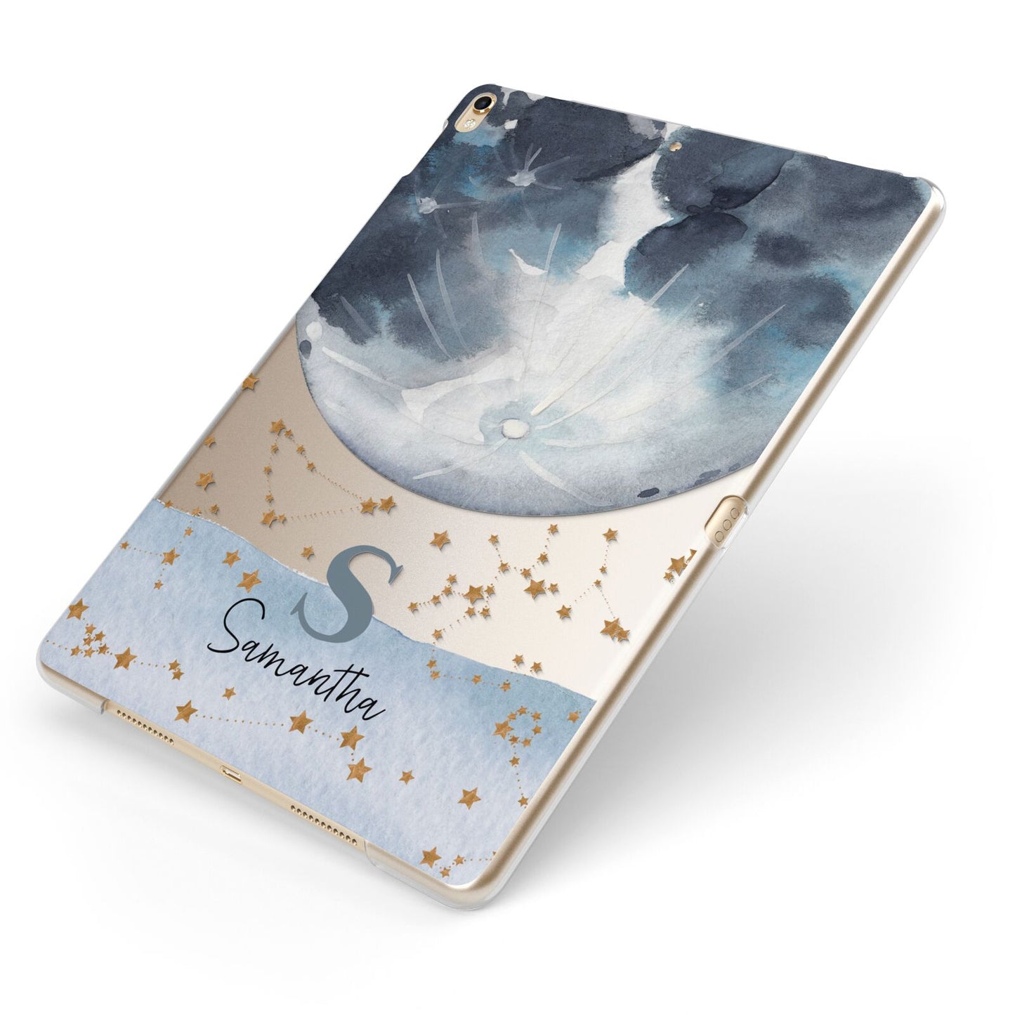 Moon Constellation Personalised Apple iPad Case on Gold iPad Side View