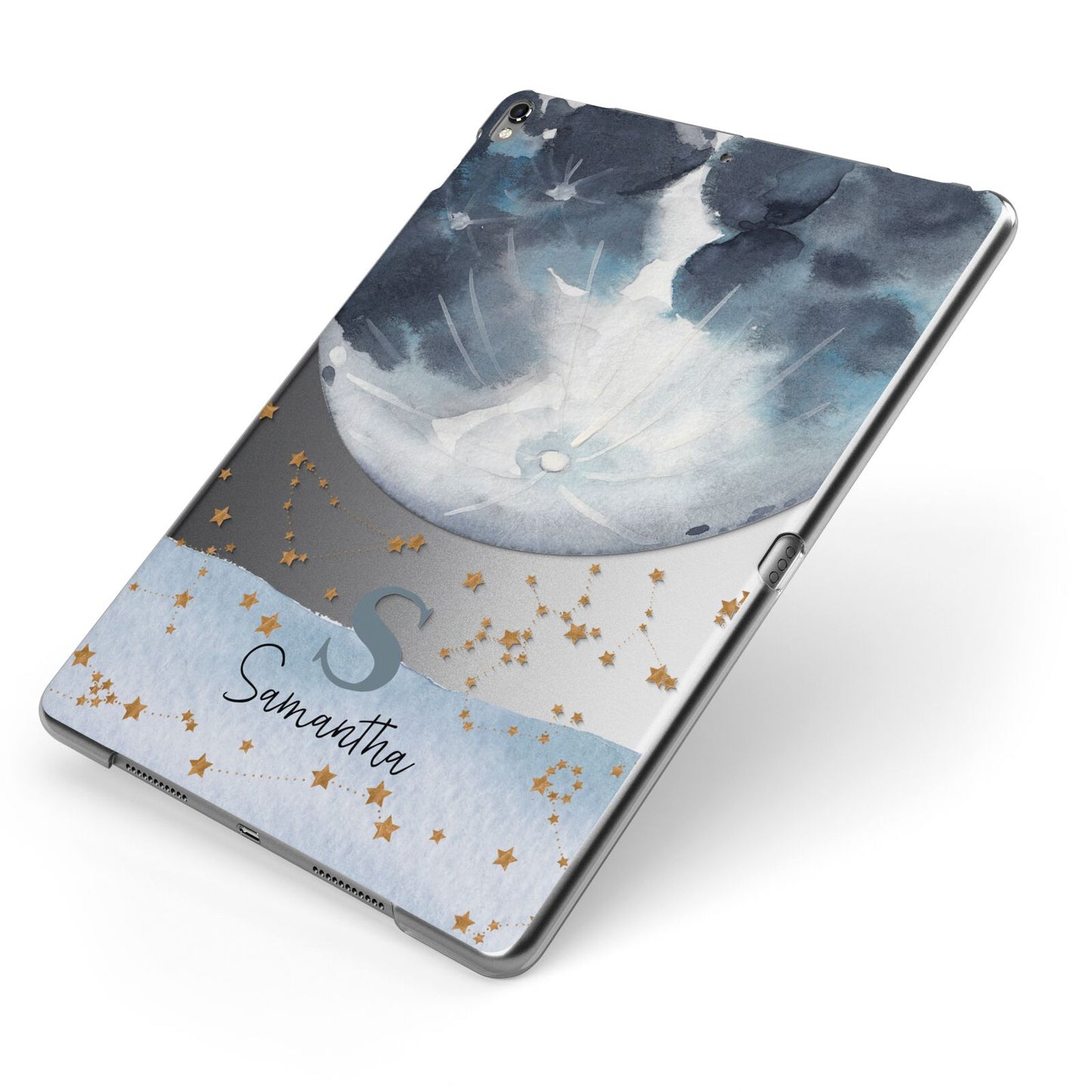 Moon Constellation Personalised Apple iPad Case on Grey iPad Side View