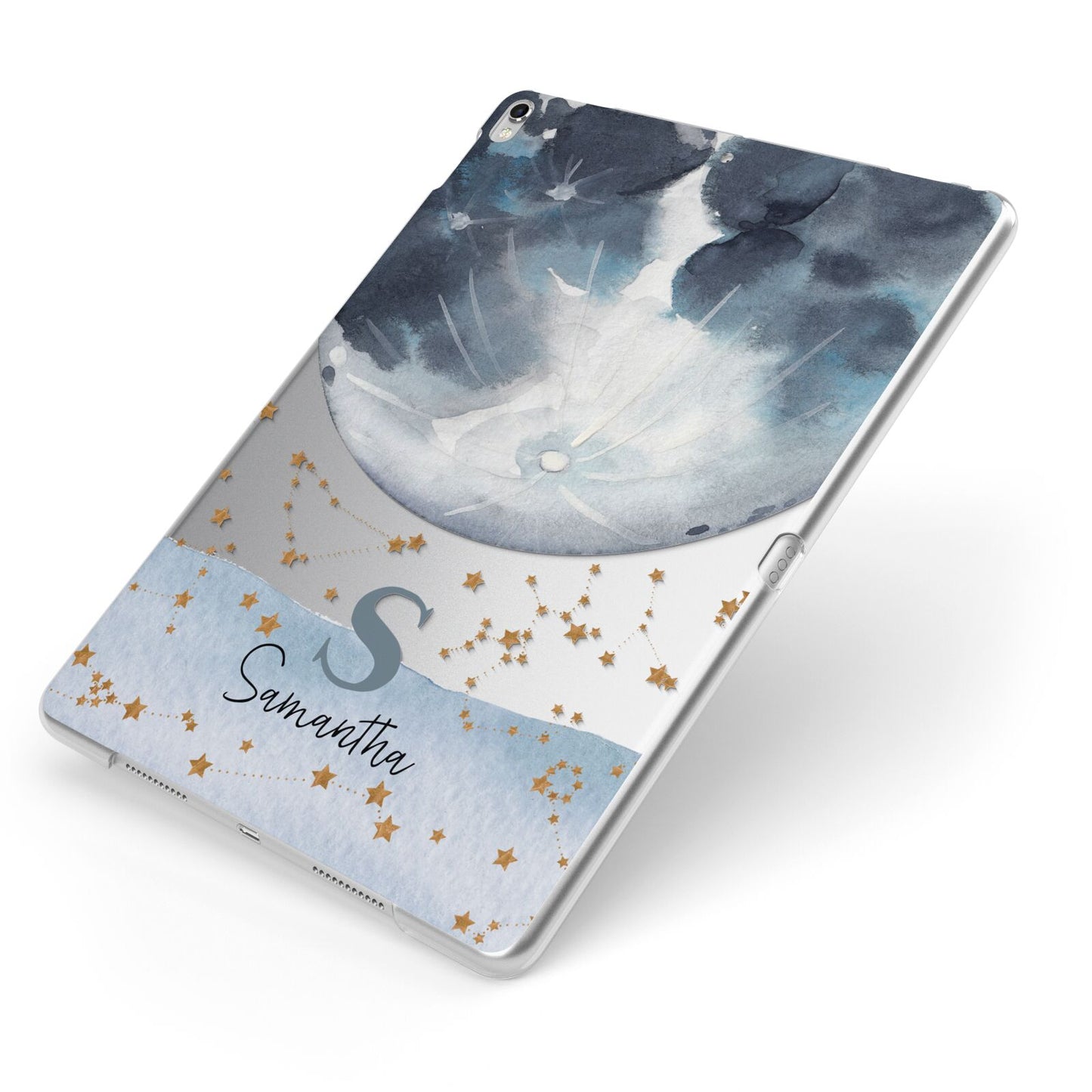 Moon Constellation Personalised Apple iPad Case on Silver iPad Side View