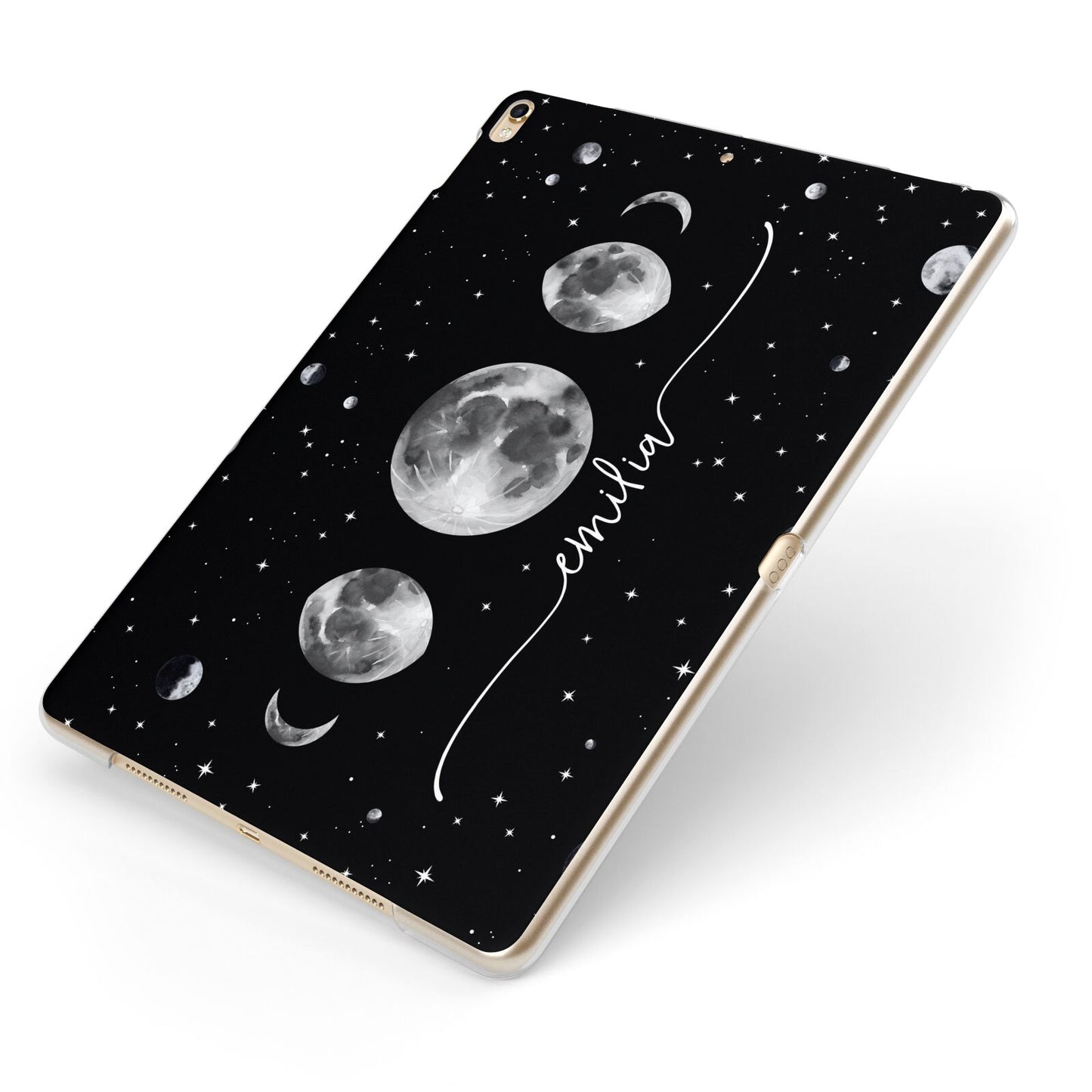 Moon Phases Personalised Name Apple iPad Case on Gold iPad Side View