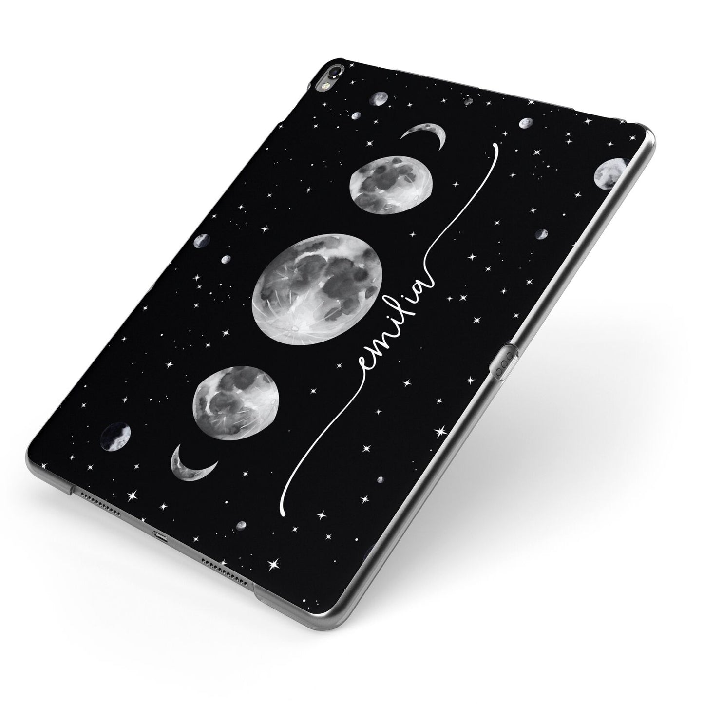 Moon Phases Personalised Name Apple iPad Case on Grey iPad Side View