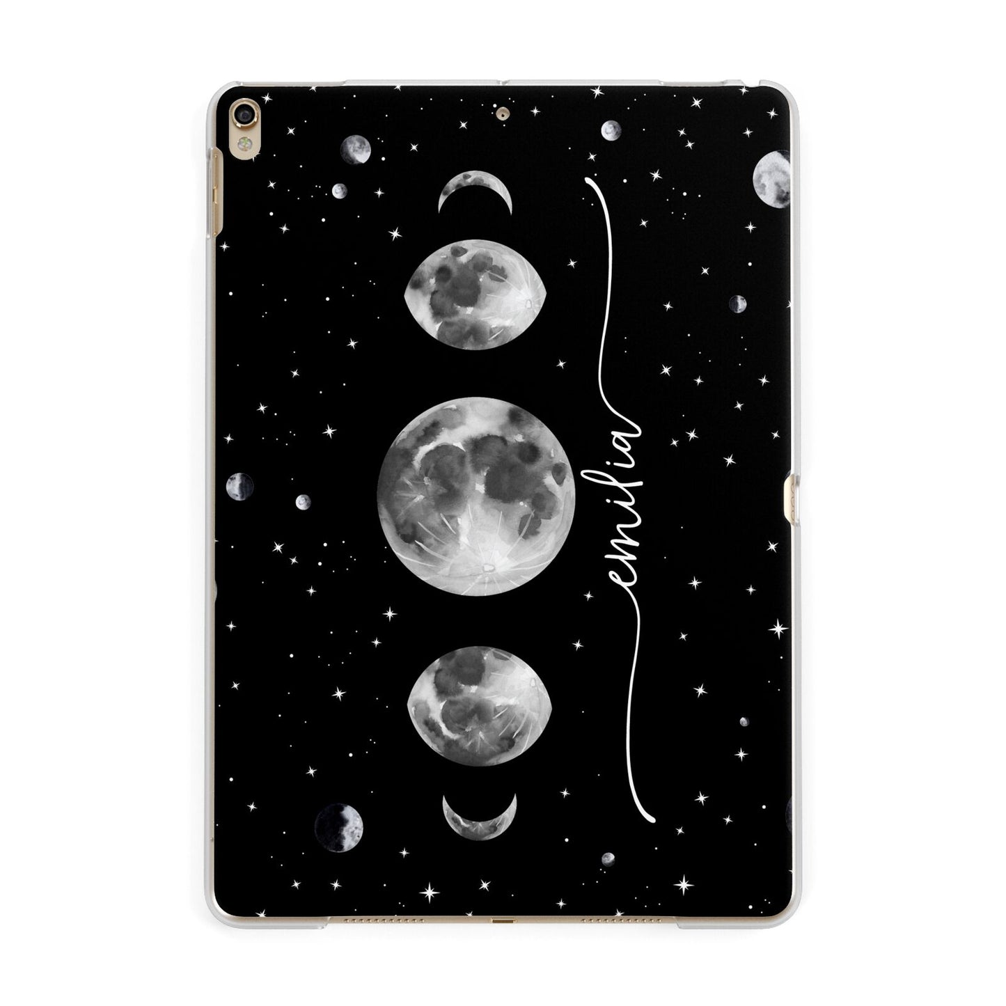 Moon Phases Personalised Name Apple iPad Gold Case