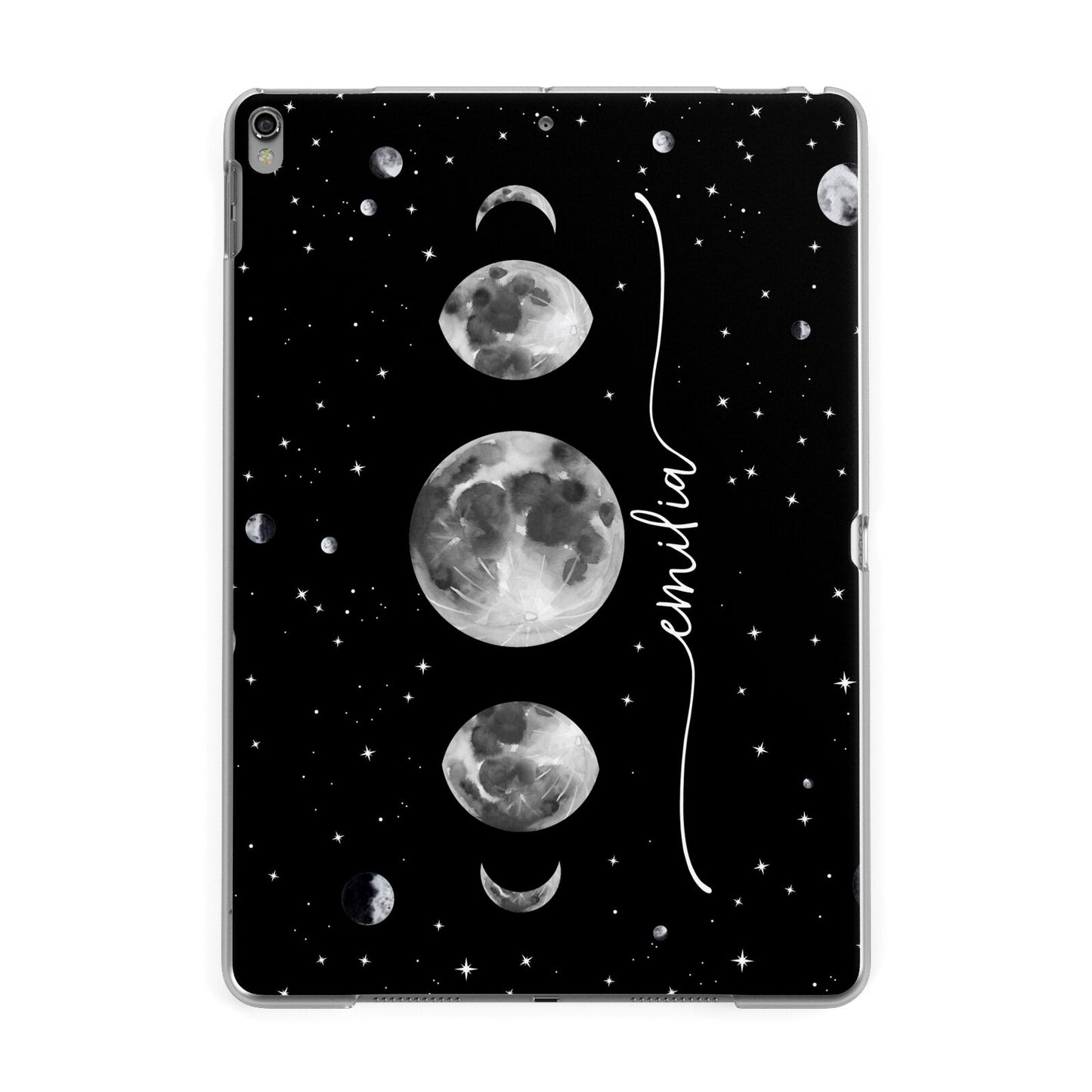 Moon Phases Personalised Name Apple iPad Grey Case