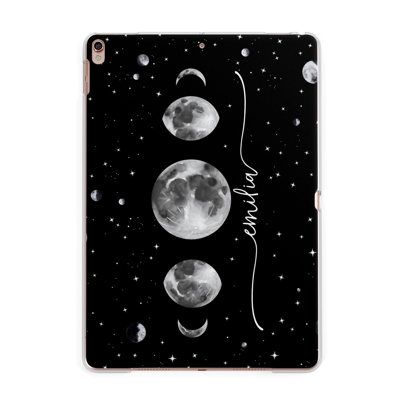 Moon Phases Personalised Name Apple iPad Rose Gold Case