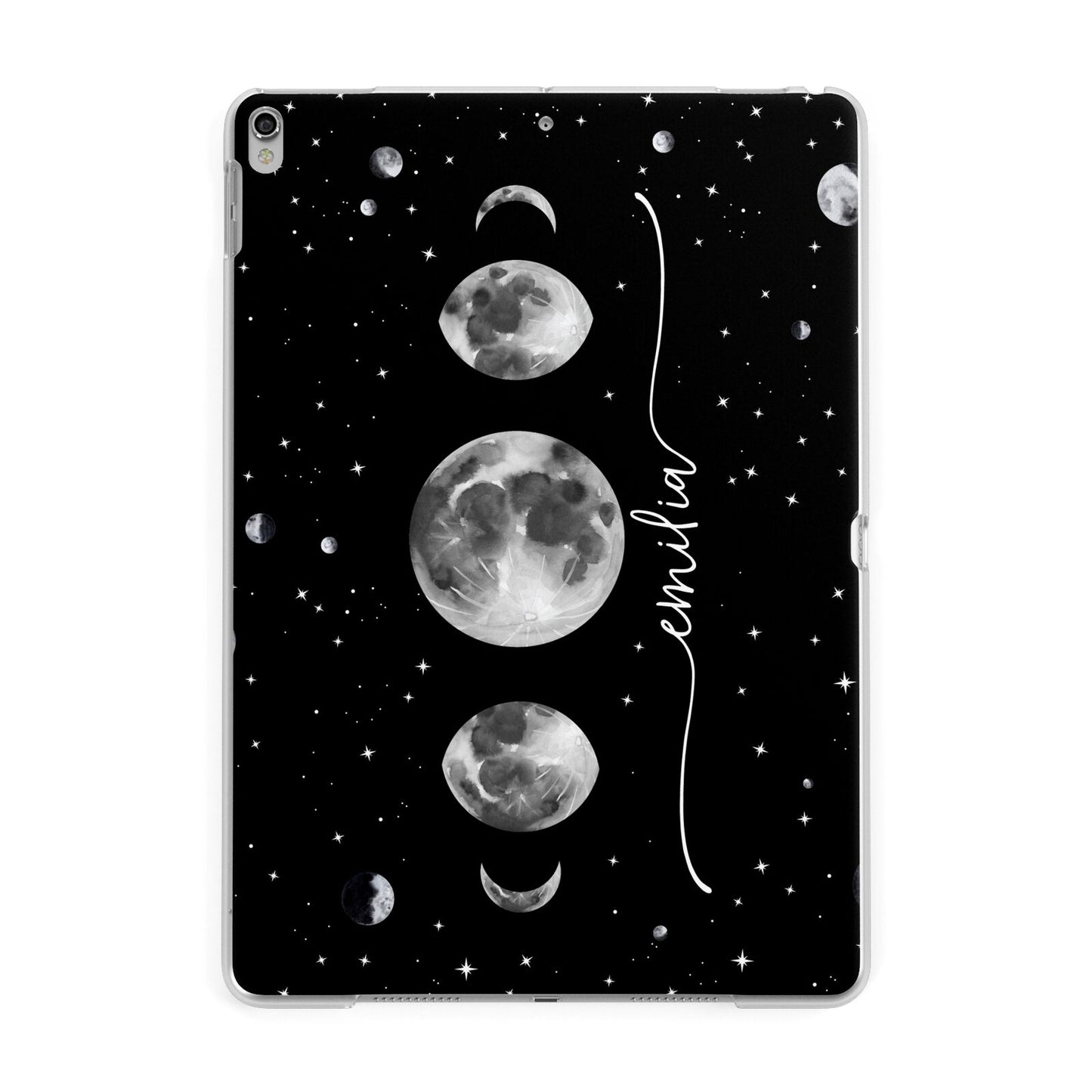 Moon Phases Personalised Name Apple iPad Silver Case