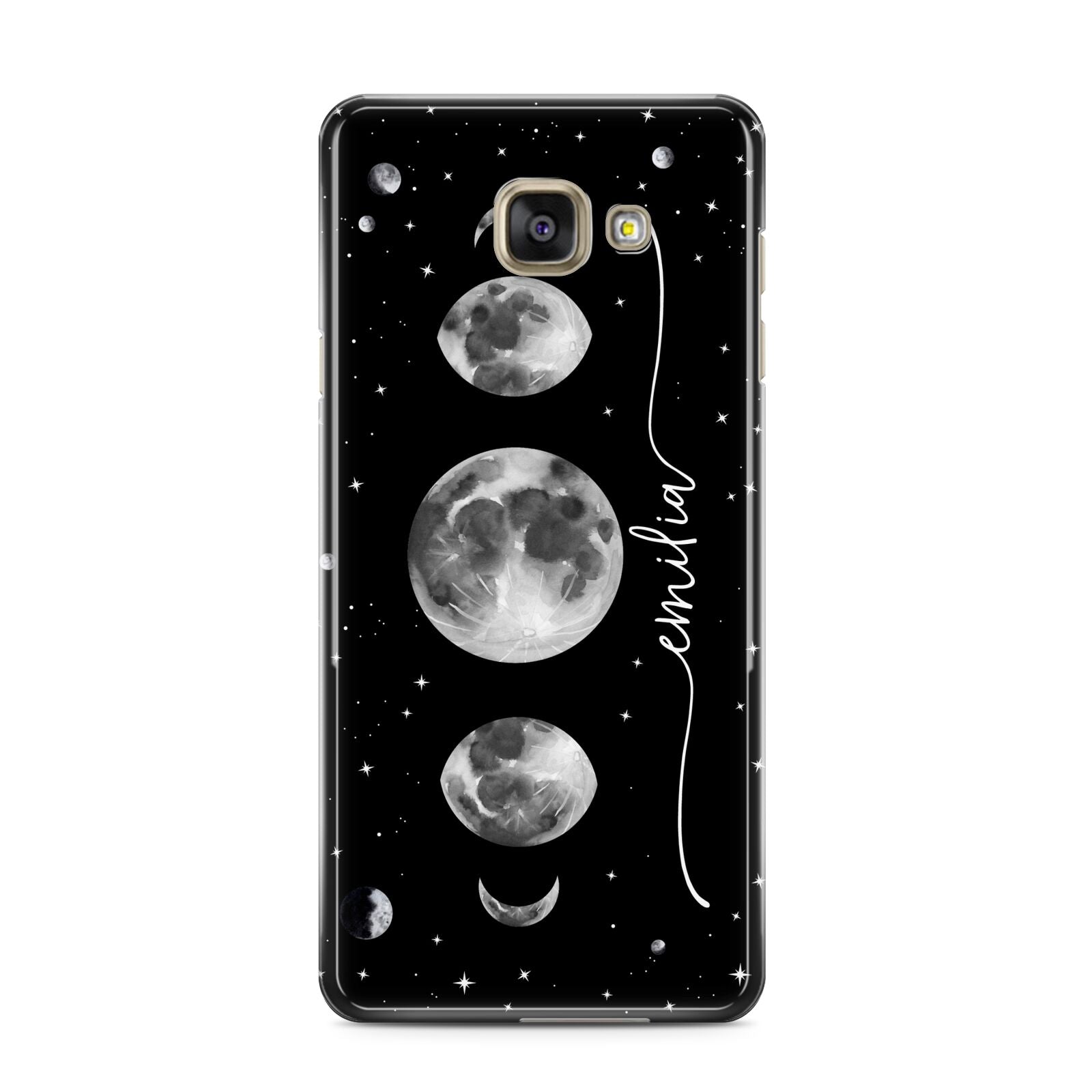 Moon Phases Personalised Name Samsung Galaxy A3 2016 Case on gold phone
