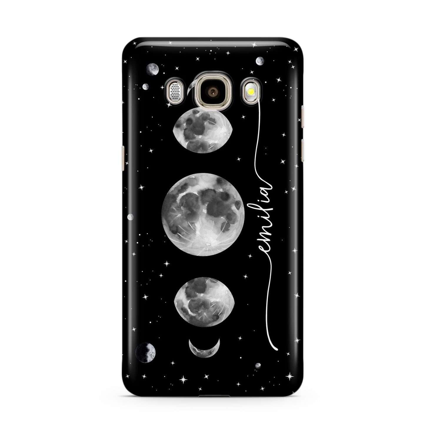 Moon Phases Personalised Name Samsung Galaxy J7 2016 Case on gold phone