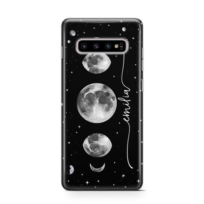 Moon Phases Personalised Name Samsung Galaxy S10 Case