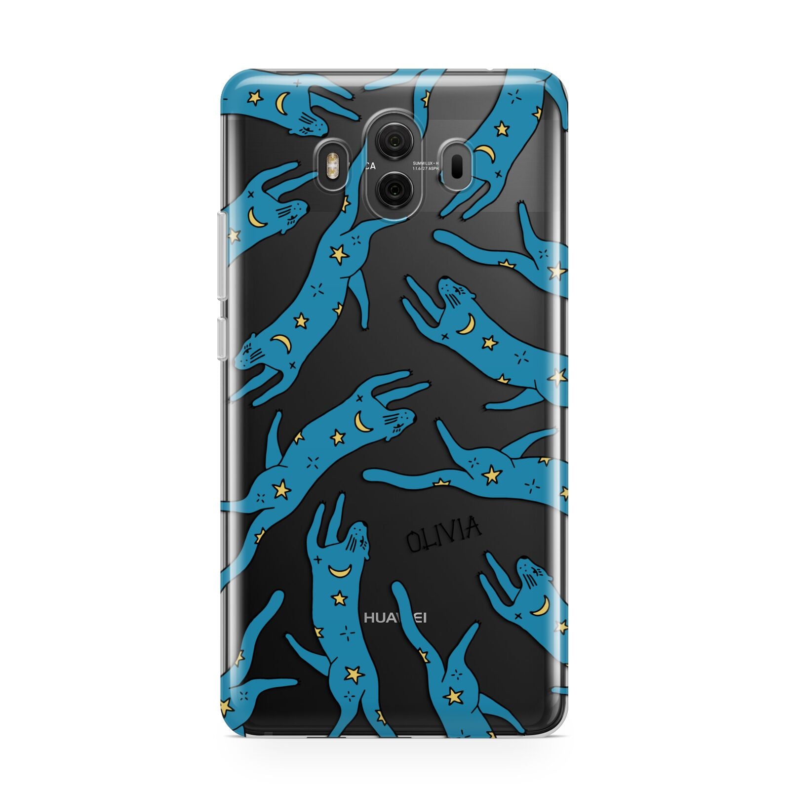 Moon Star Blue Cat Personalised Huawei Mate 10 Protective Phone Case