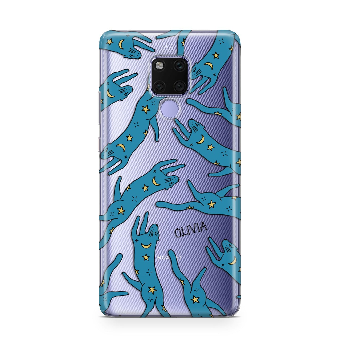 Moon Star Blue Cat Personalised Huawei Mate 20X Phone Case